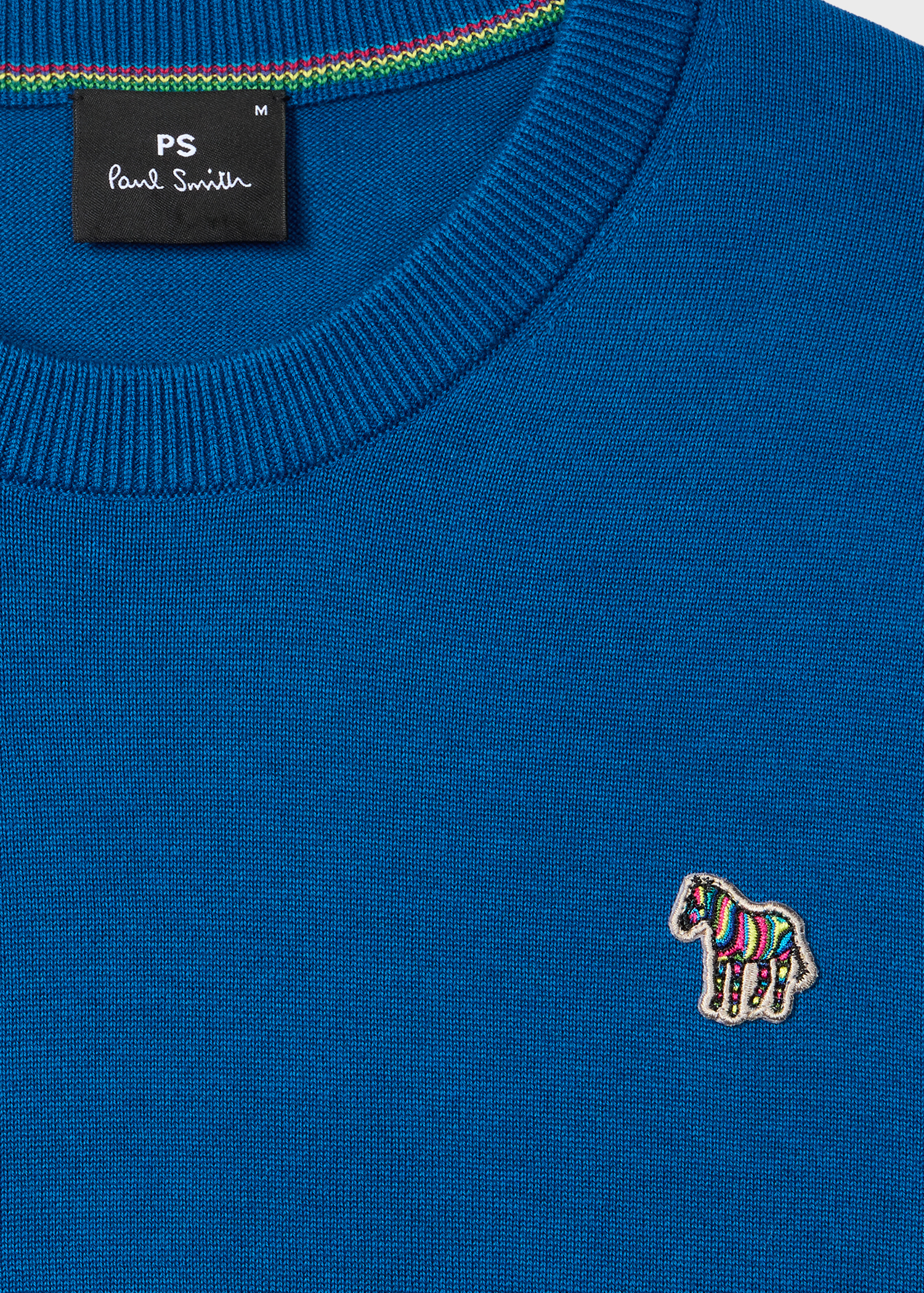 Mid Blue Organic Cotton Zebra Logo Sweater