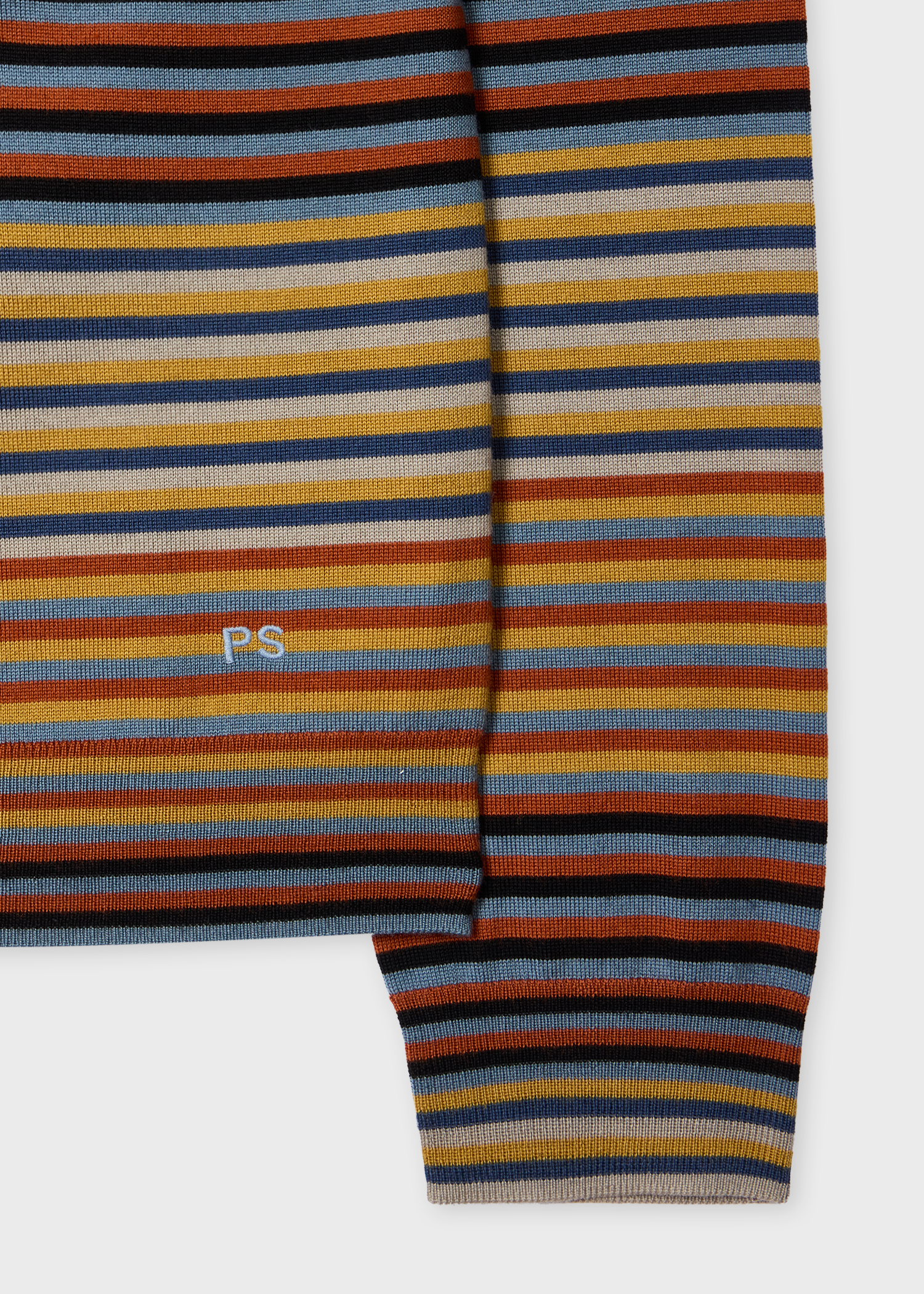 Yellow and Blue Stripe Merino Wool Polo Shirt
