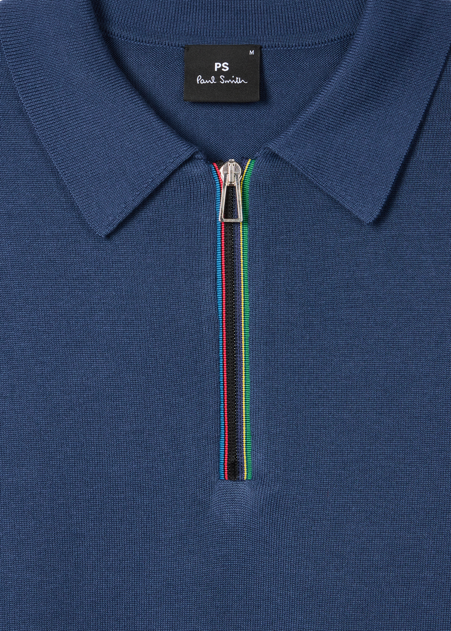 Mid Blue 'Sports Stripe' Zip-Neck Long-Sleeve Polo Shirt