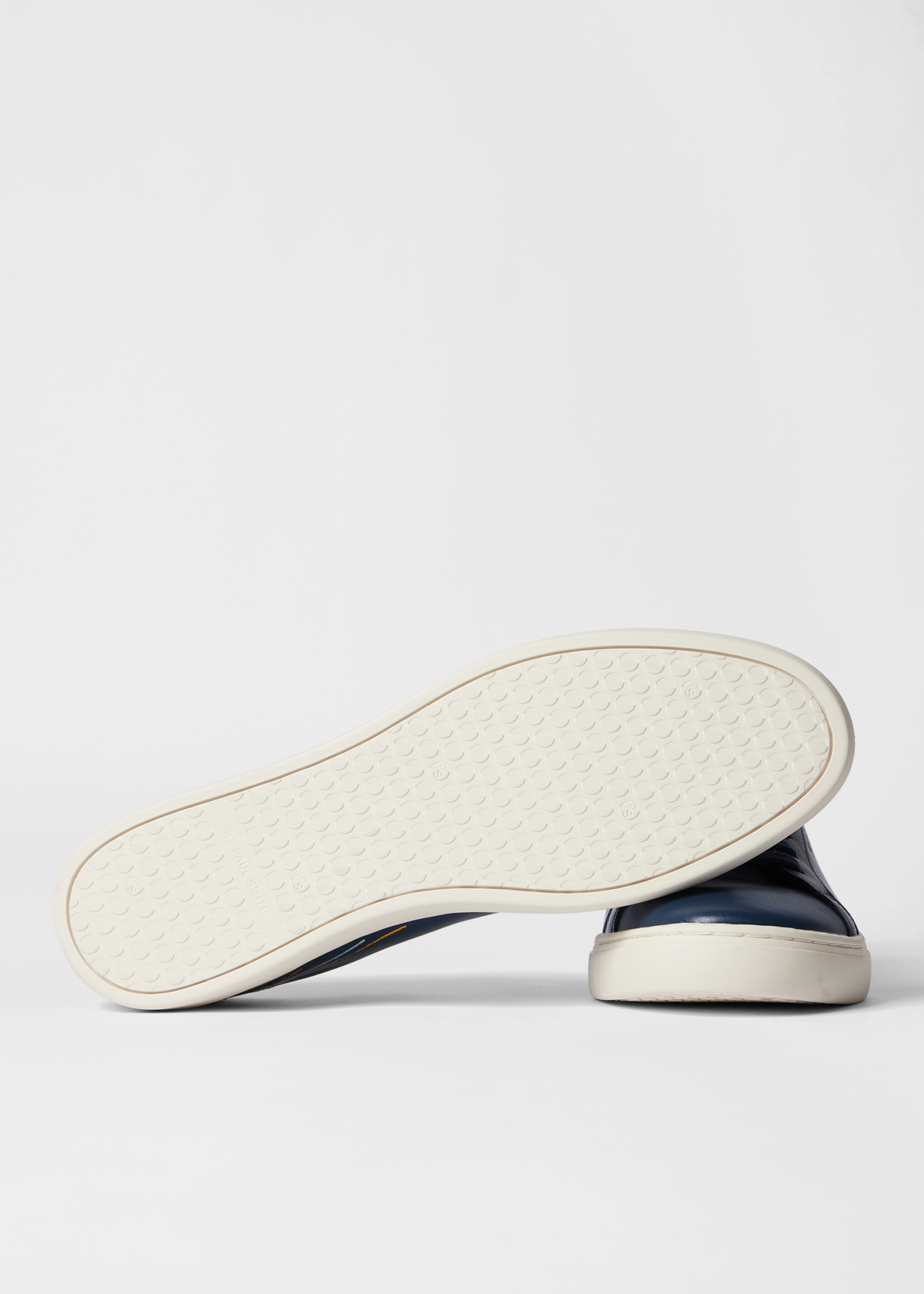 Navy Leather 'Rex' Embroidery Trainers
