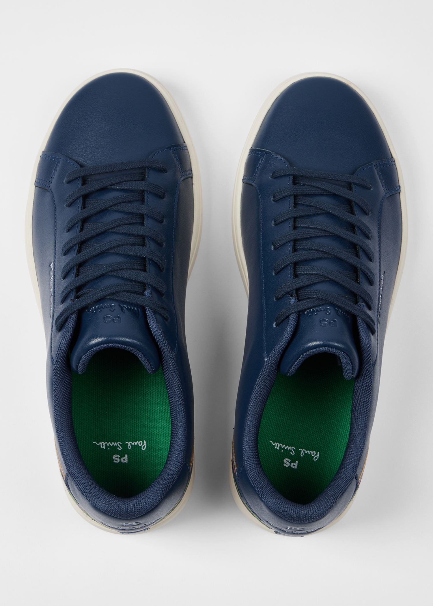 Navy Leather 'Rex' Embroidery Trainers