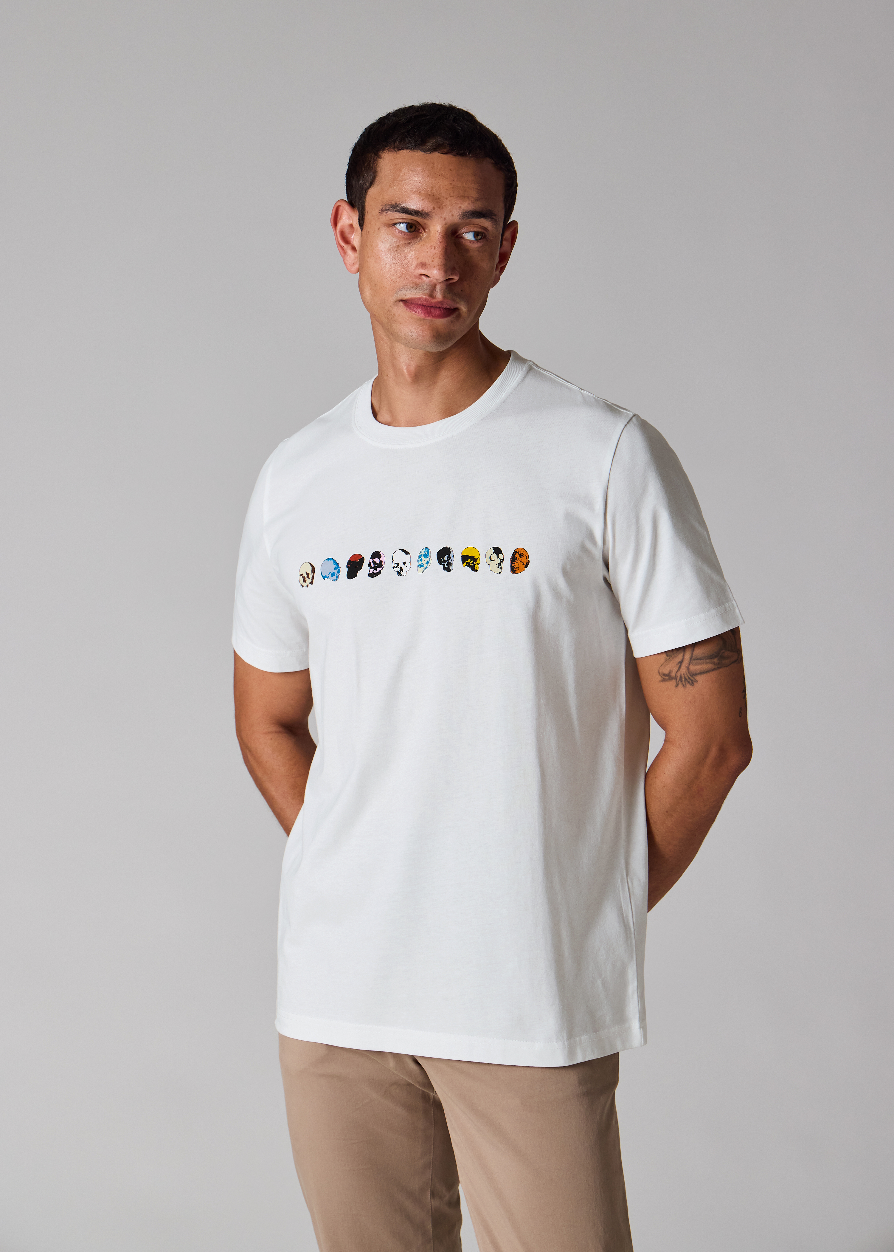 White 'Mini Skulls' Print T-Shirt
