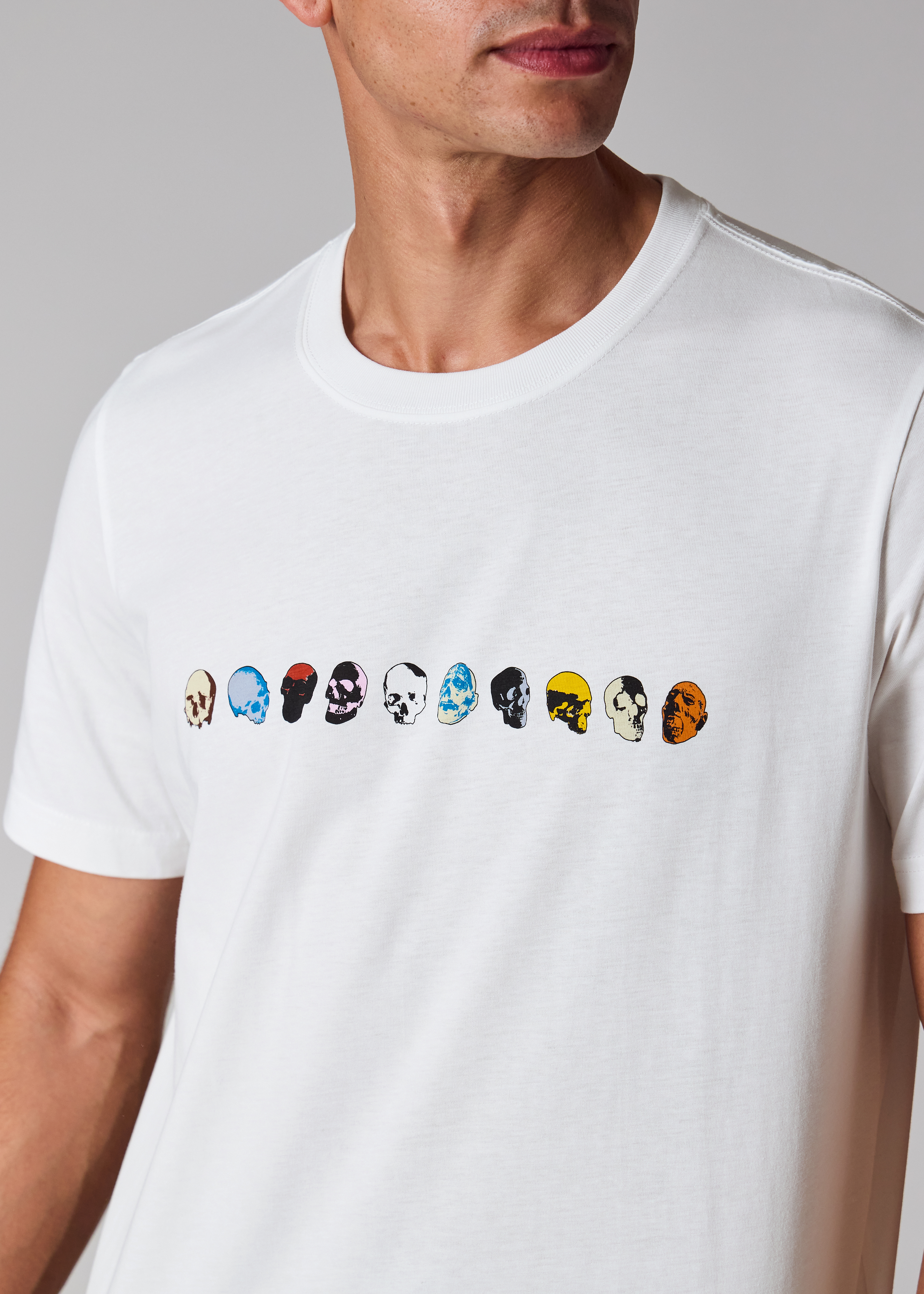 White 'Mini Skulls' Print T-Shirt