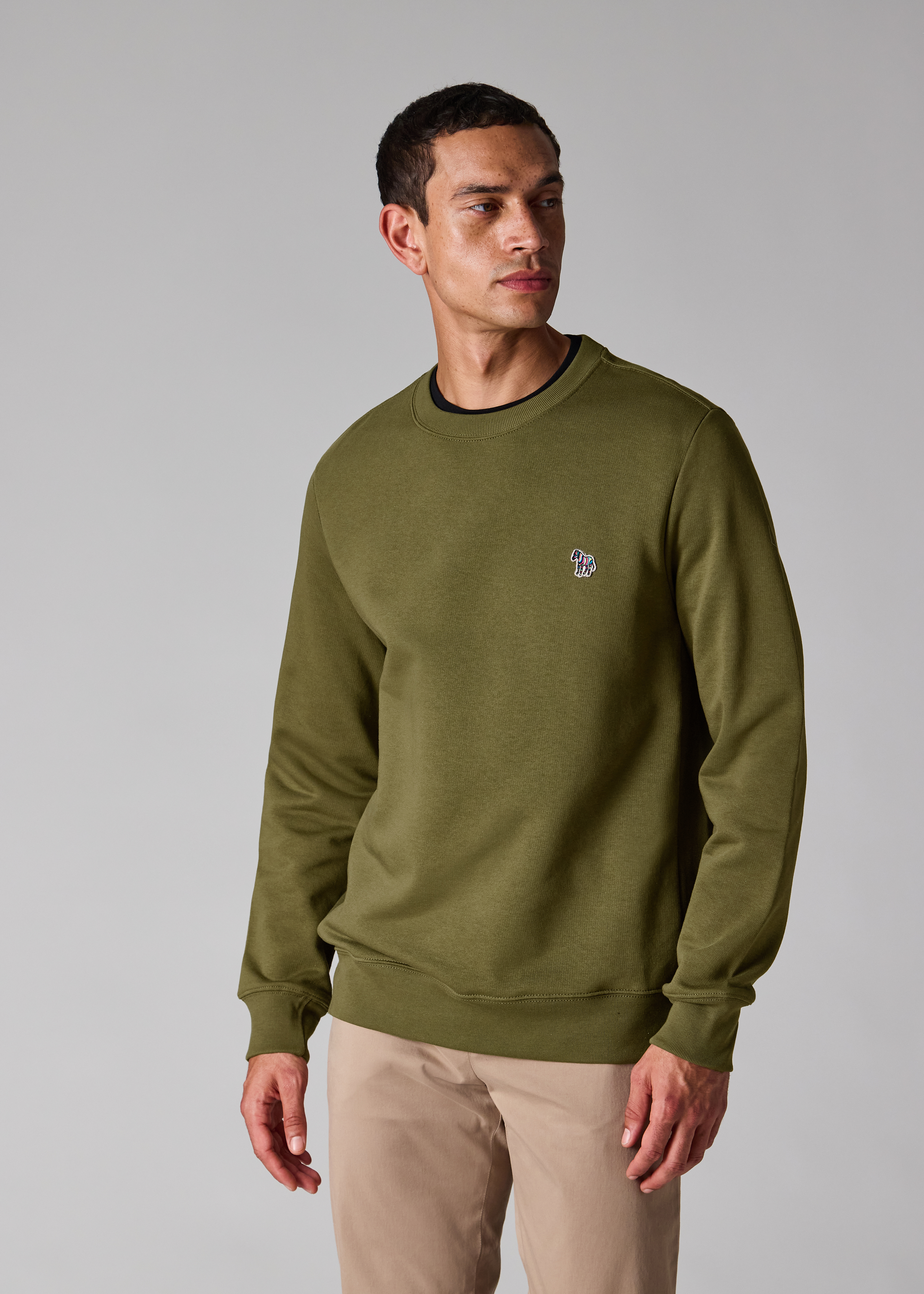 Khaki Organic Cotton Zebra Logo Sweatshirt