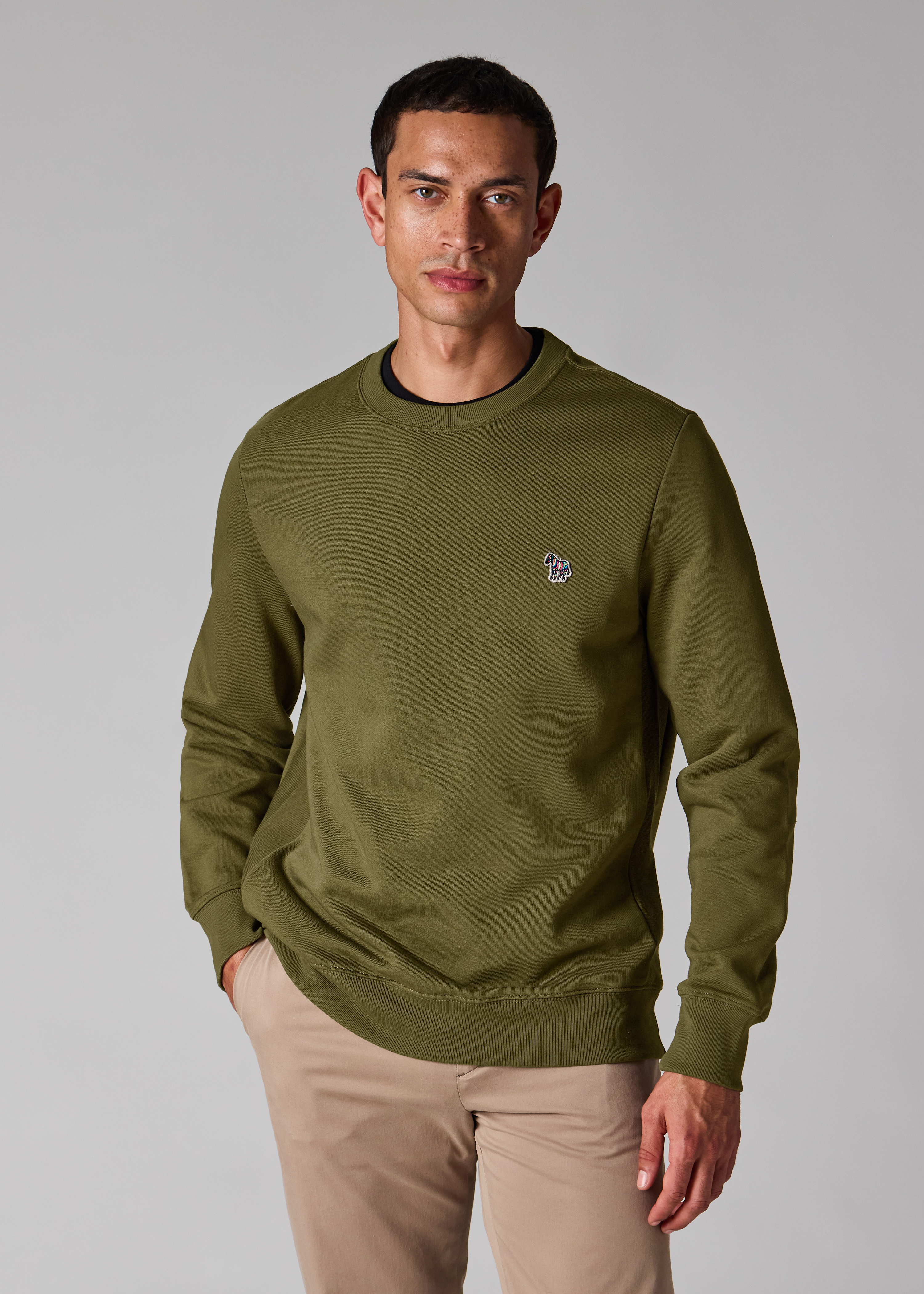 Khaki Organic Cotton Zebra Logo Sweatshirt