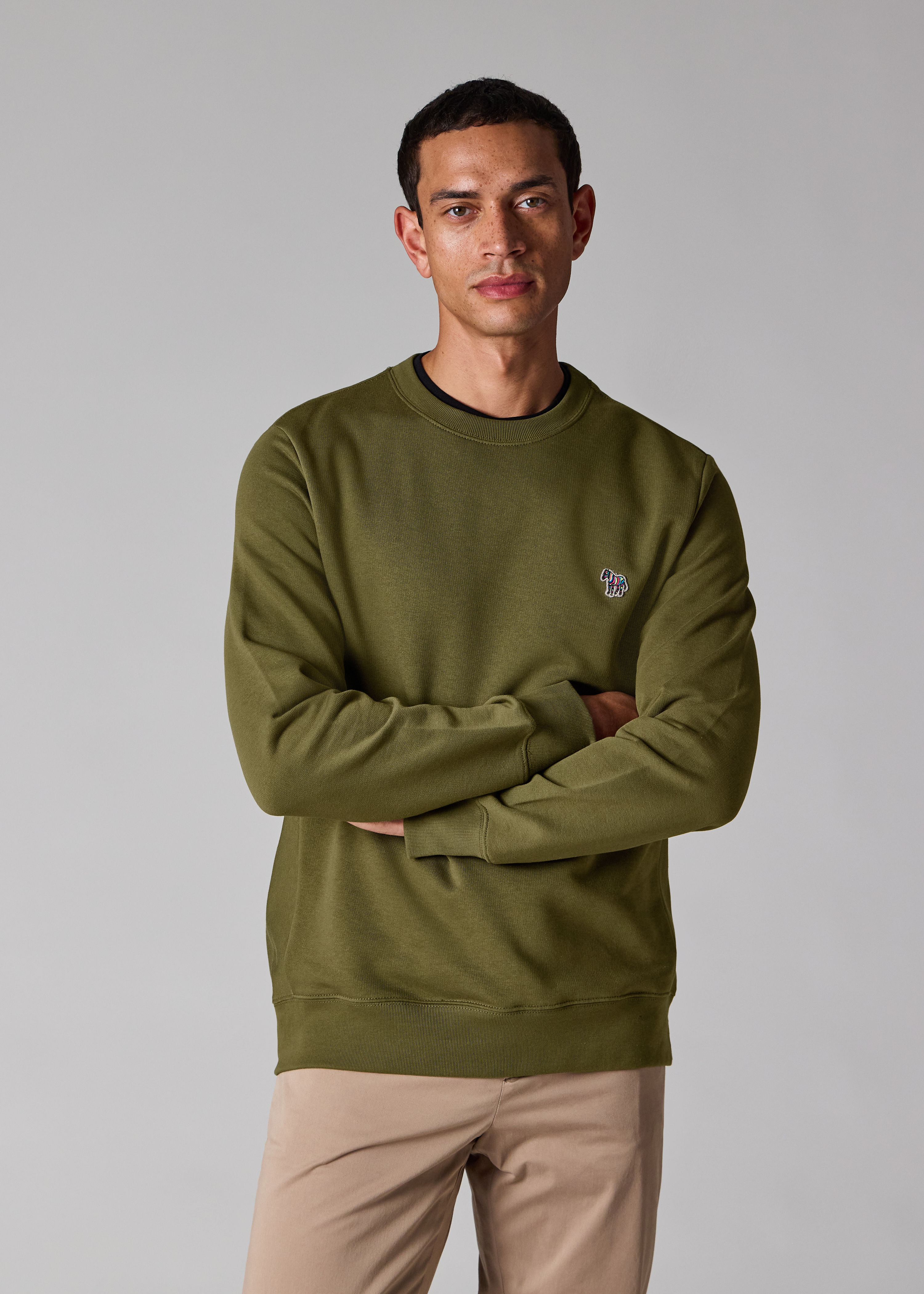 Khaki Organic Cotton Zebra Logo Sweatshirt