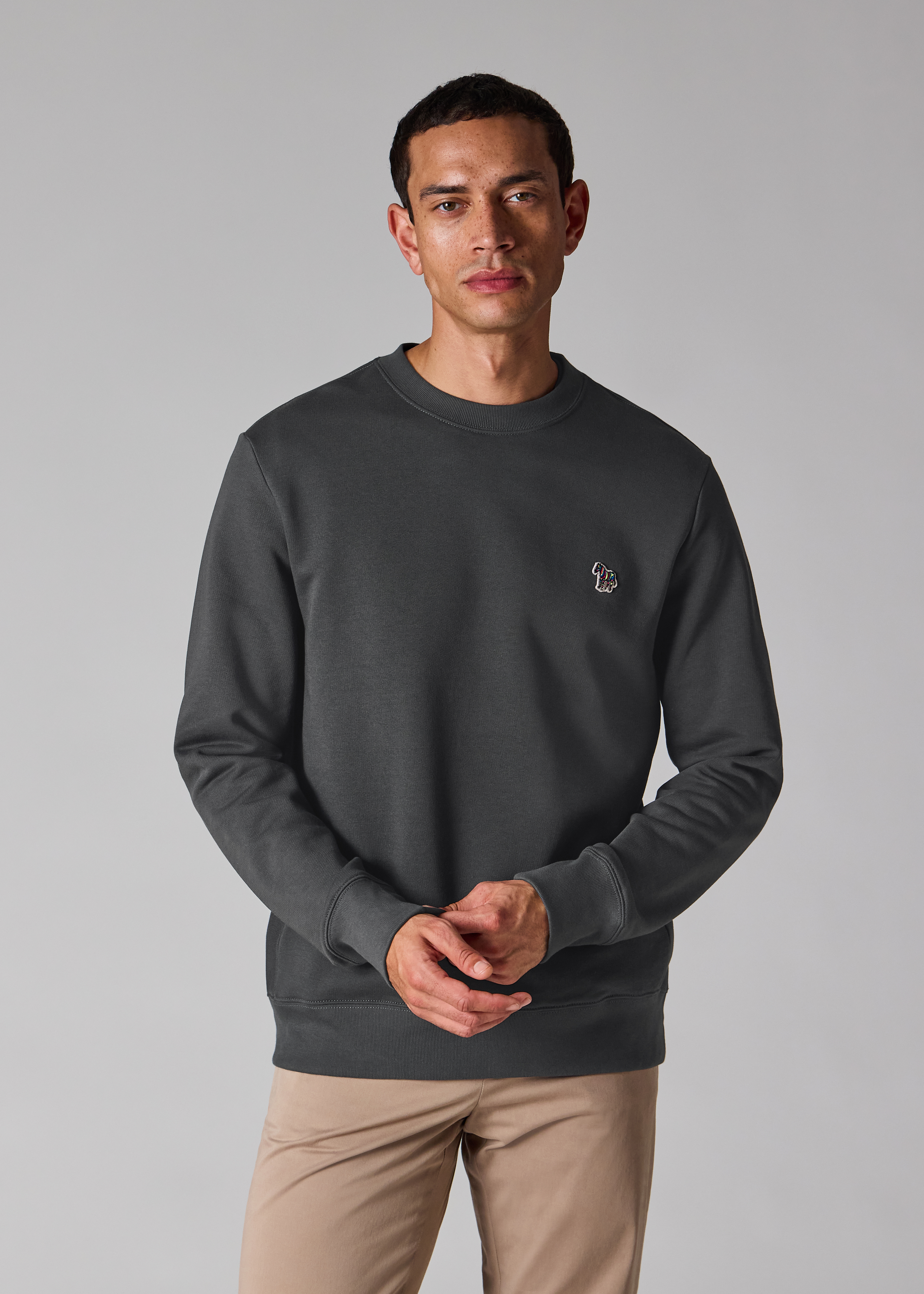 Charcoal Organic Cotton Zebra Logo Sweatshirt