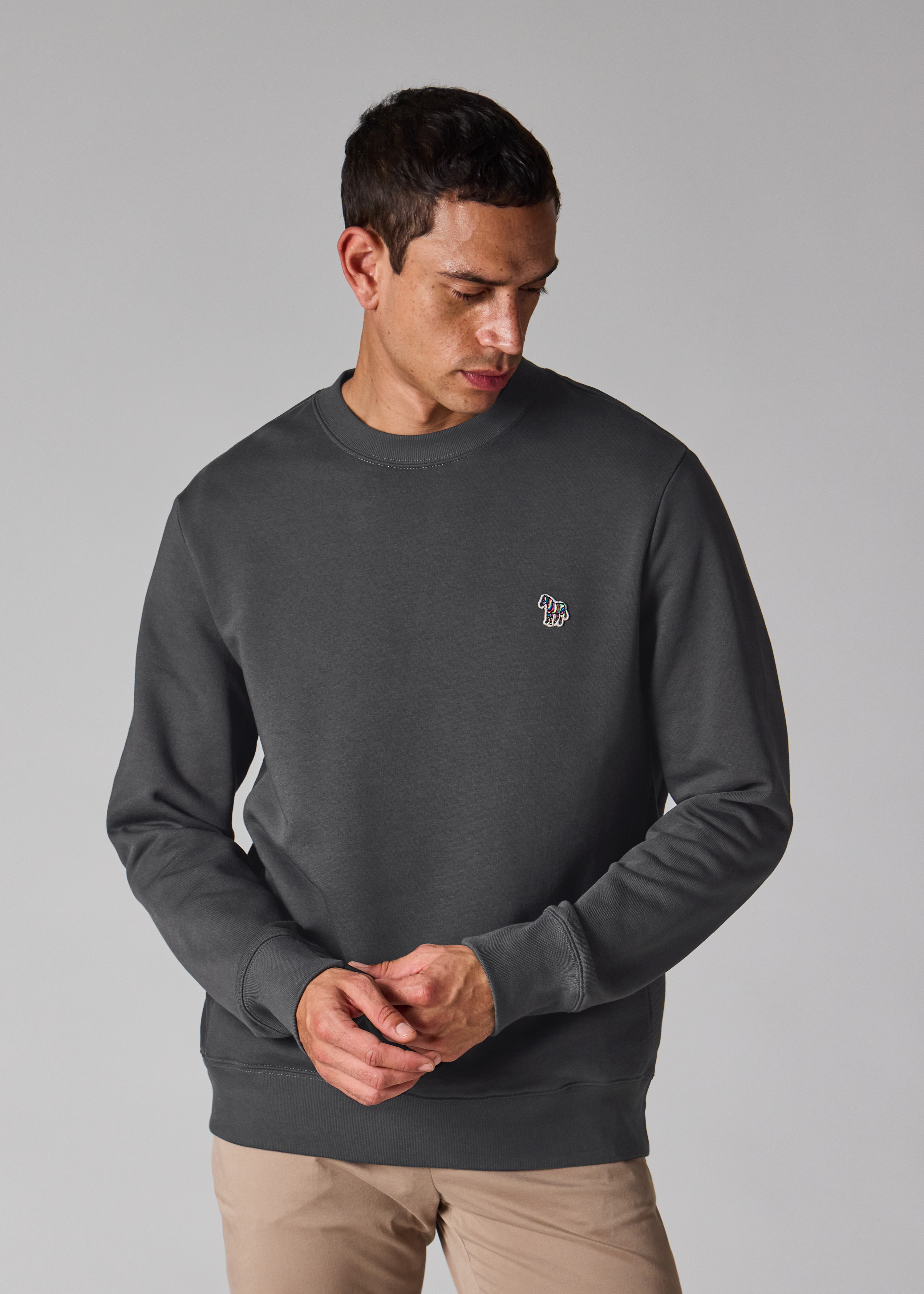 Charcoal Organic Cotton Zebra Logo Sweatshirt