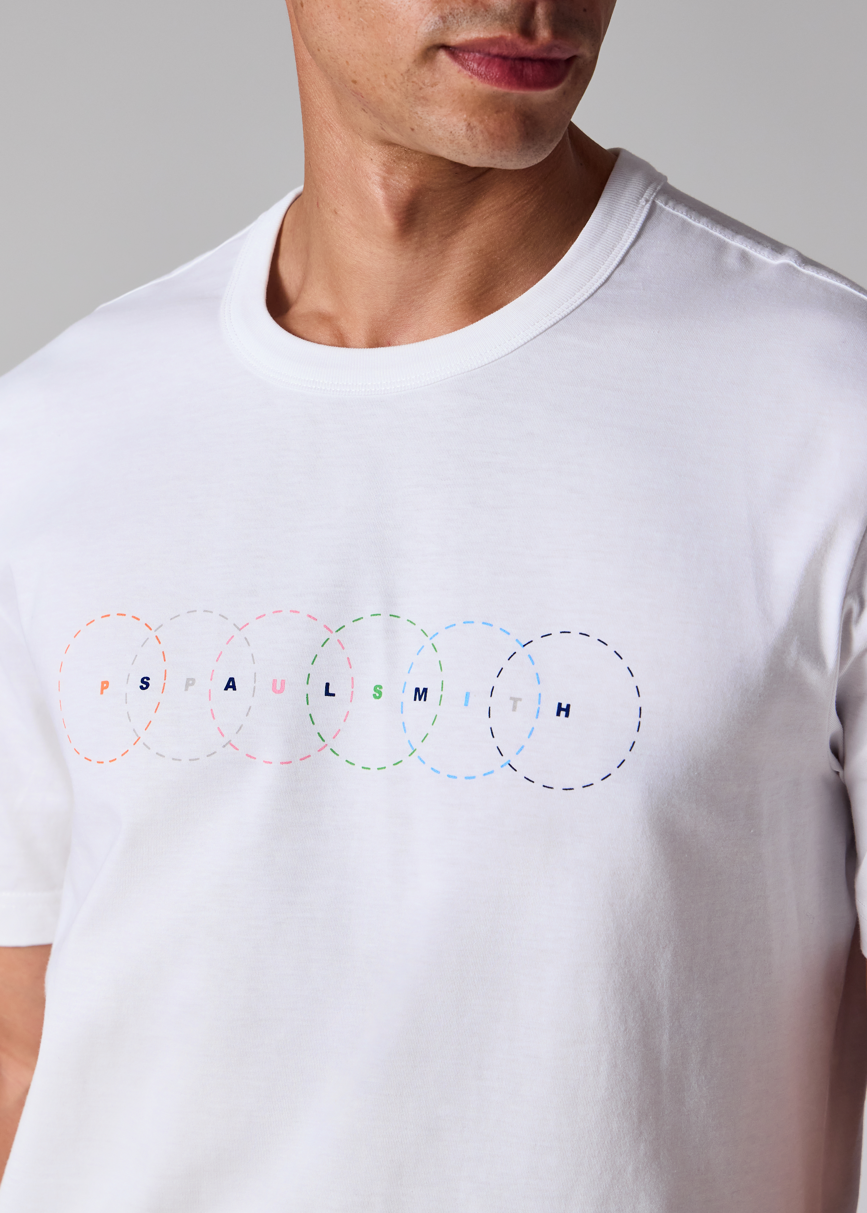 White Multi Circles Print T-Shirt