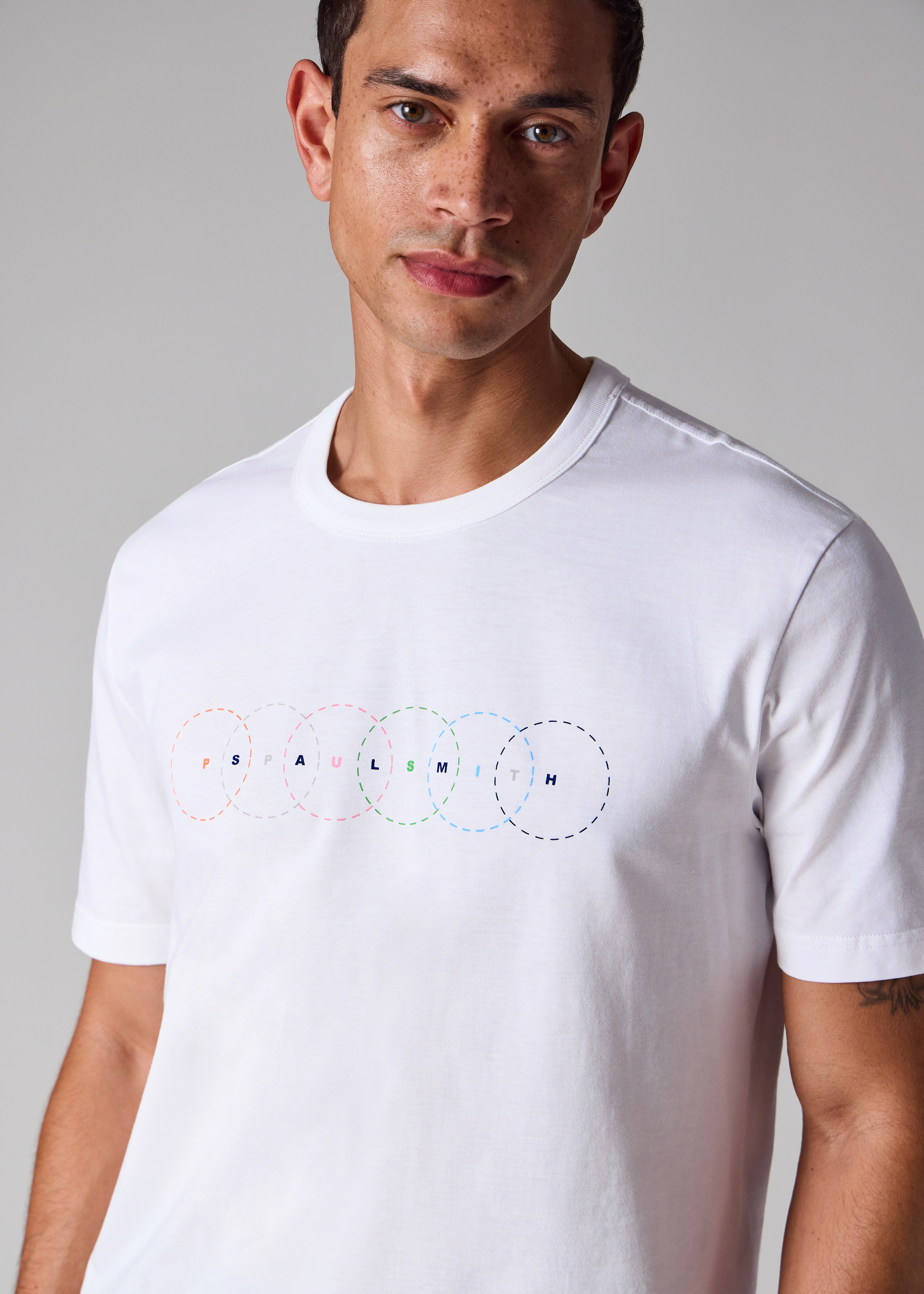 White Multi Circles Print T-Shirt