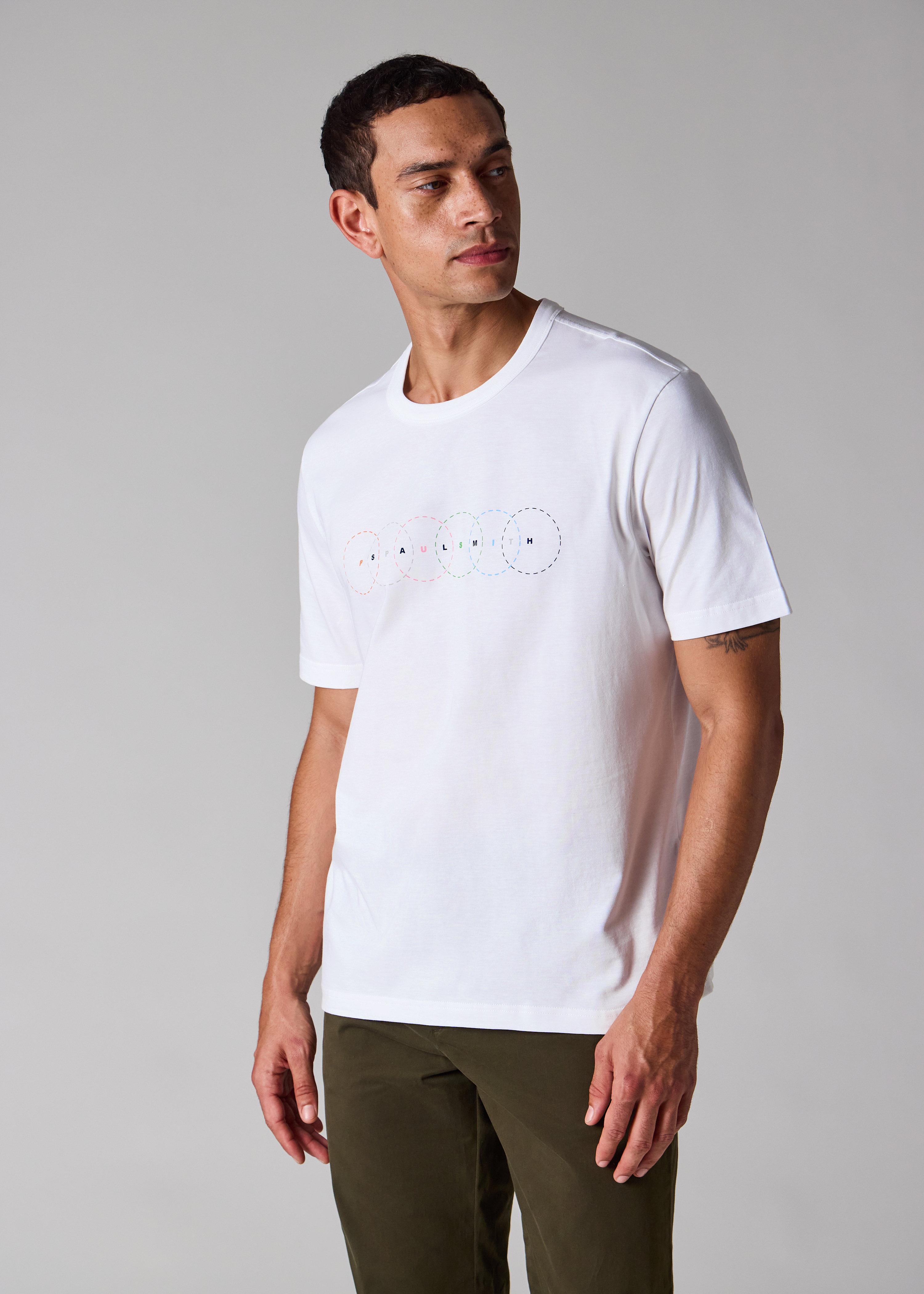White Multi Circles Print T-Shirt