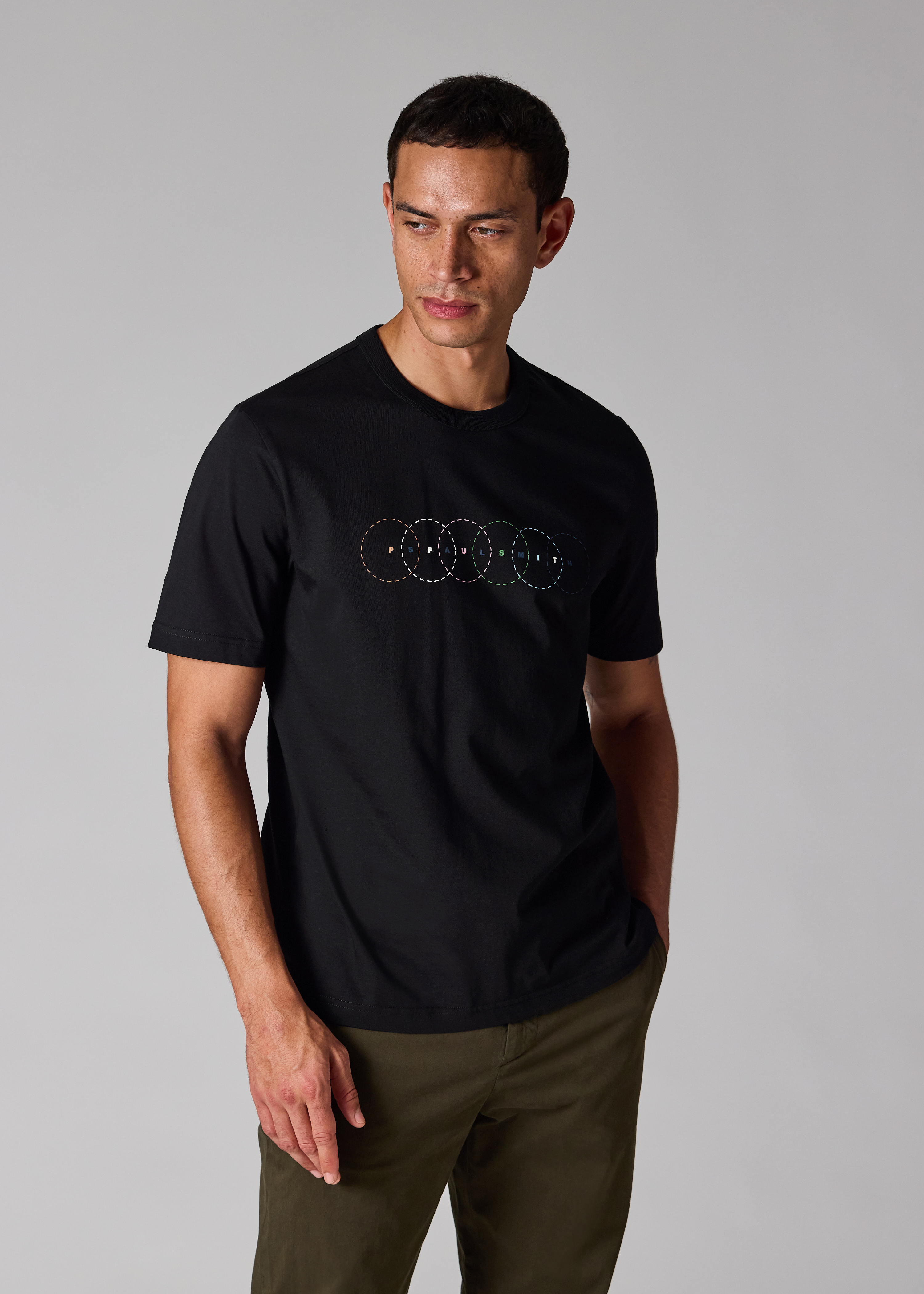 Black Multi Circles Print T-Shirt