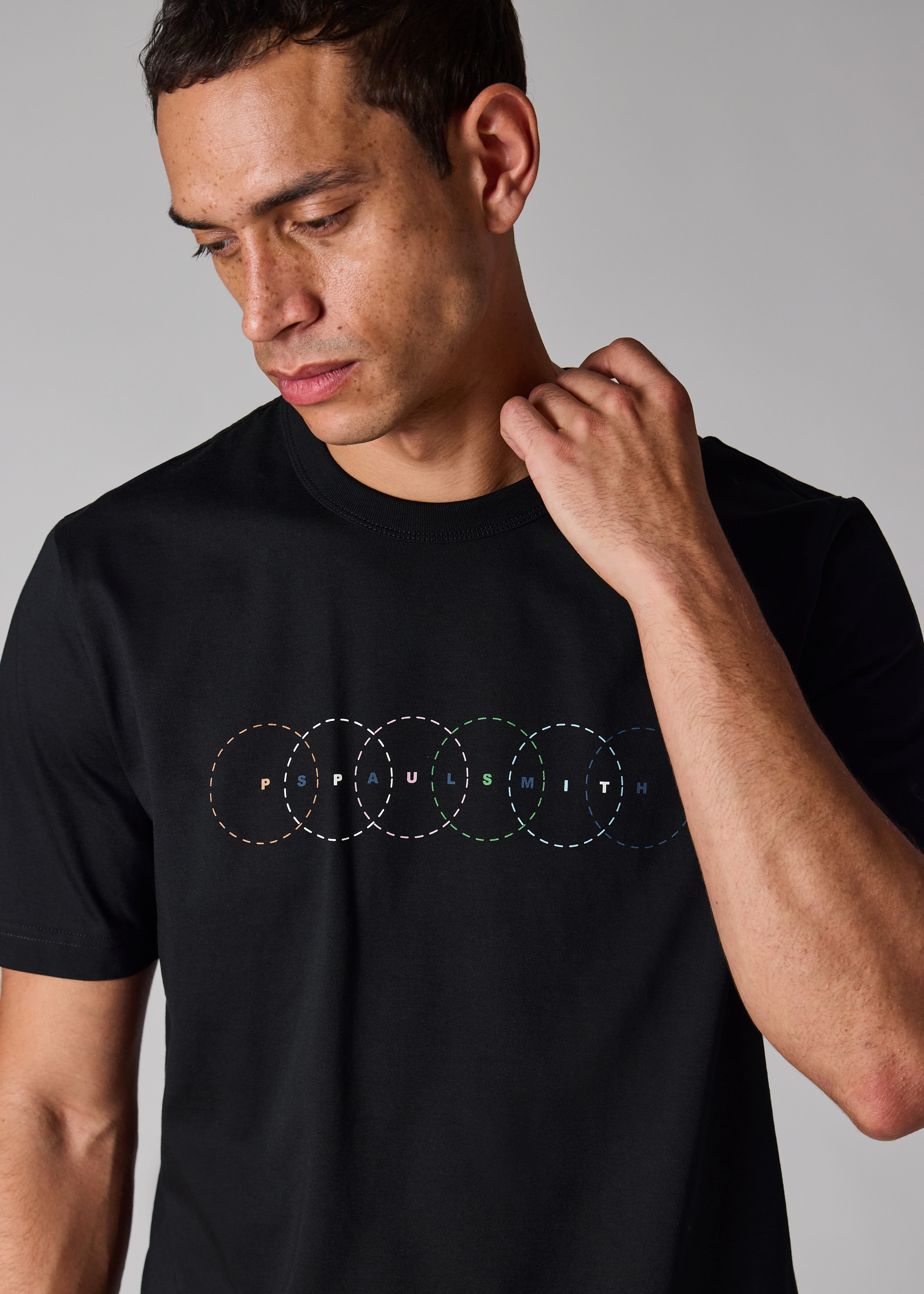 Black Multi Circles Print T-Shirt