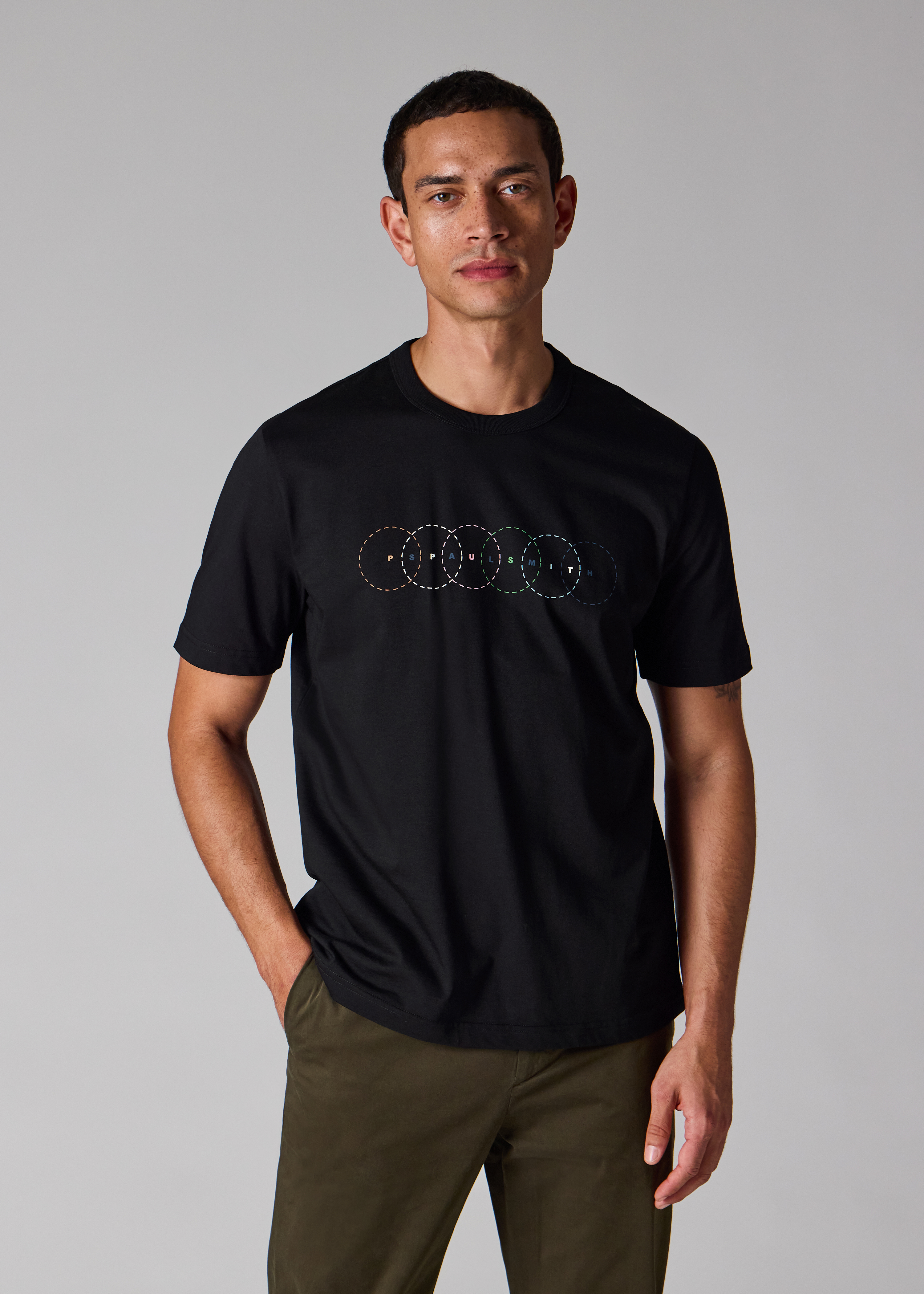 Black Multi Circles Print T-Shirt
