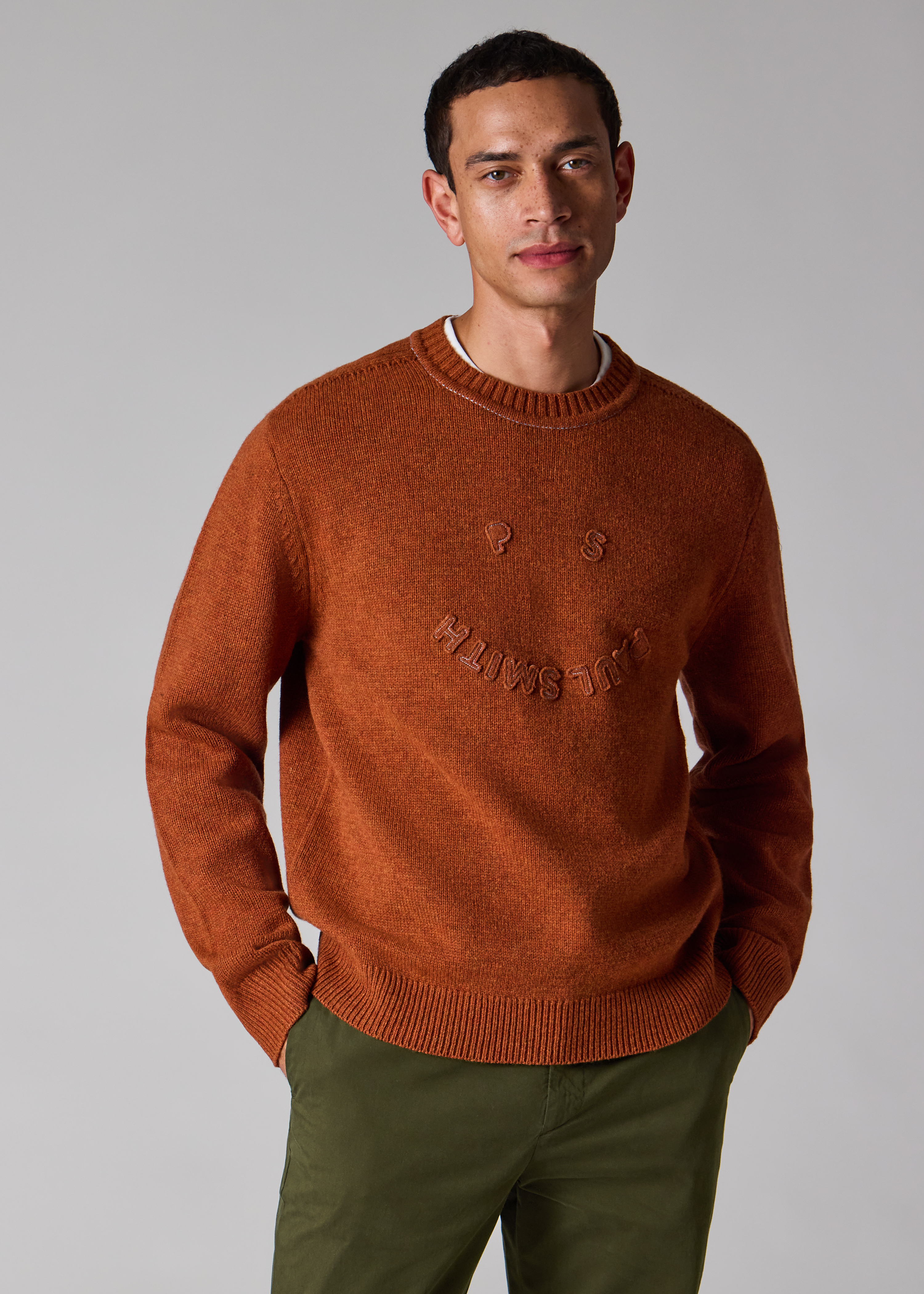 Burnt Orange 'Happy' Merino Wool Sweater