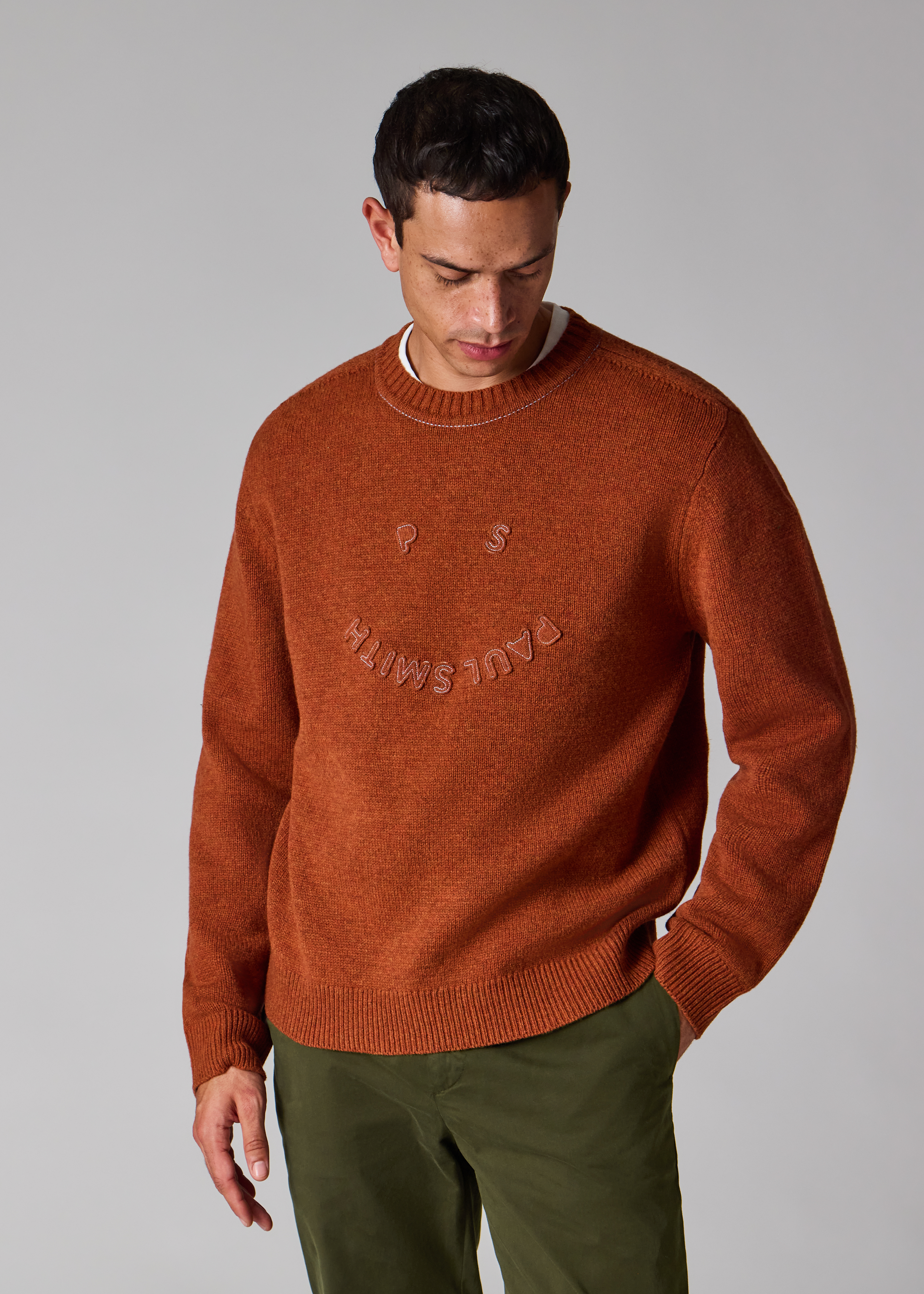 Burnt Orange 'Happy' Merino Wool Sweater