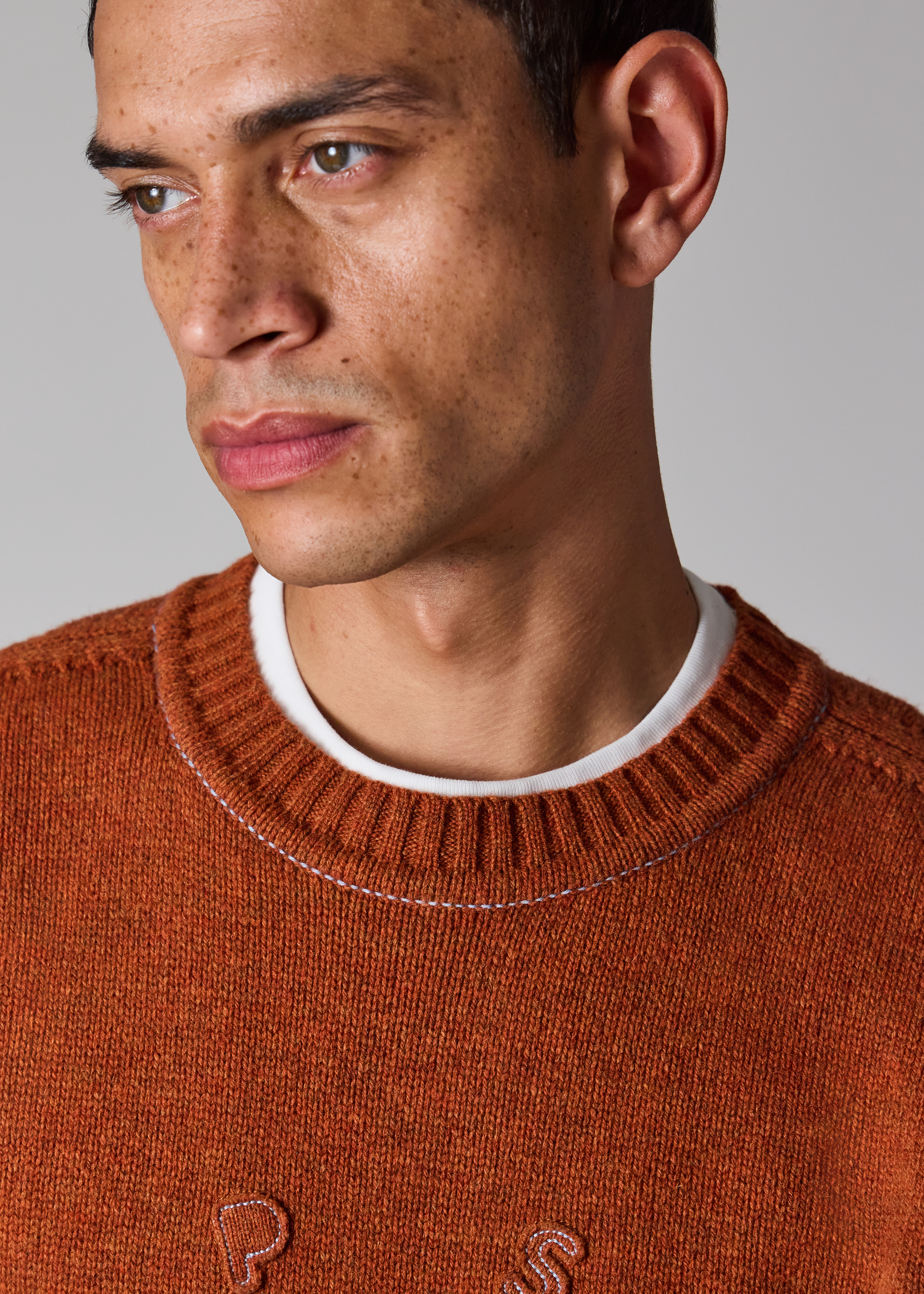 Burnt Orange 'Happy' Merino Wool Sweater