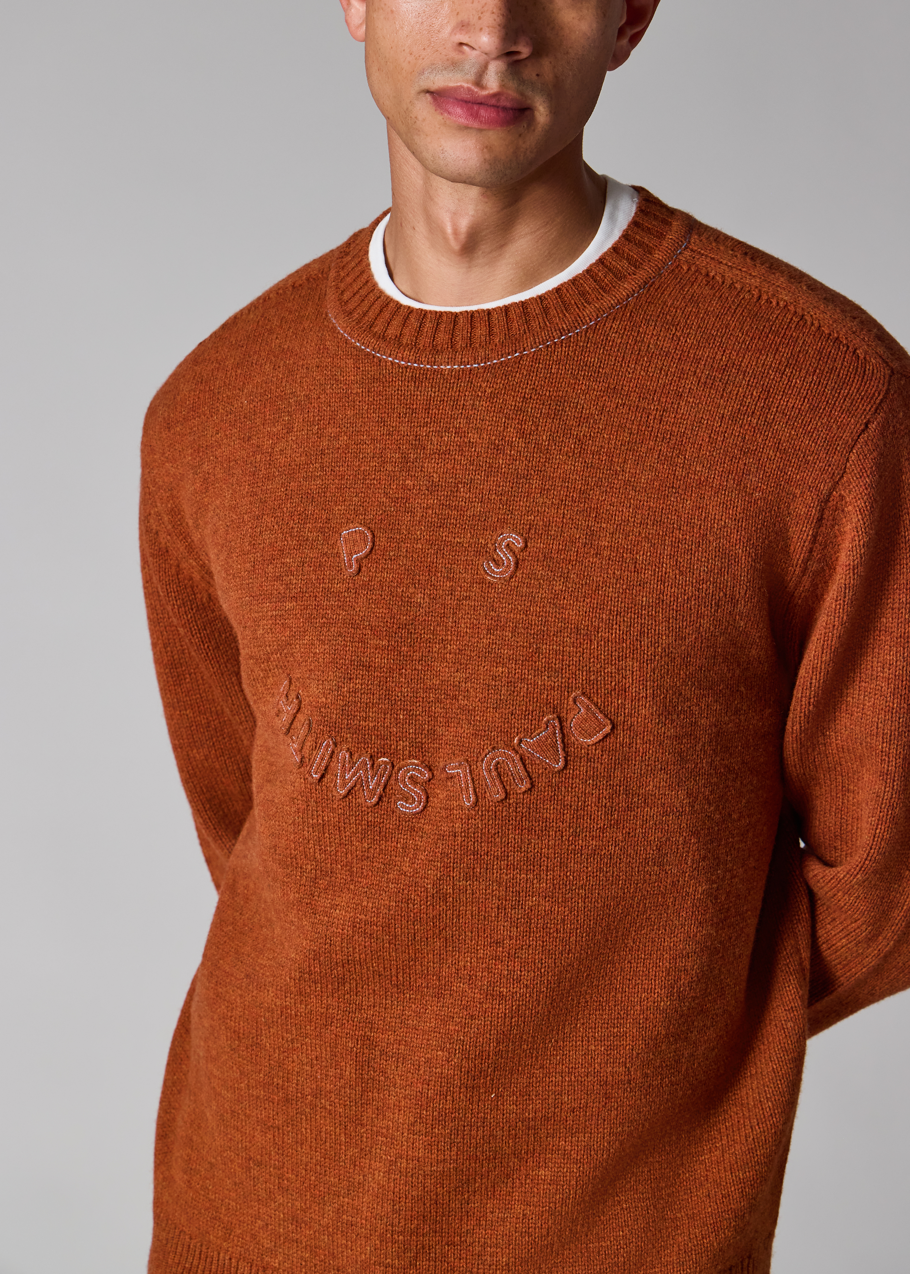 Burnt Orange 'Happy' Merino Wool Sweater