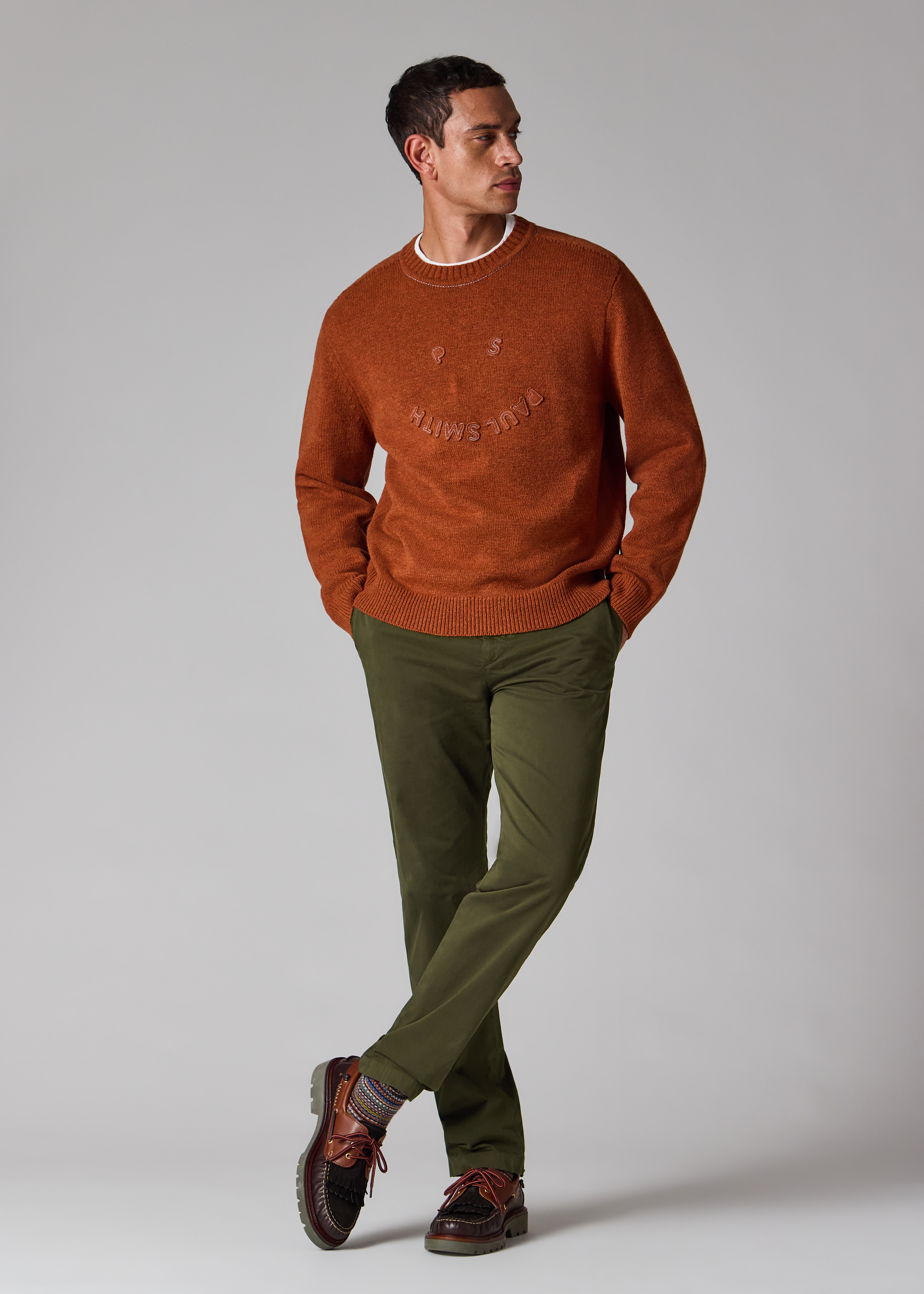 Burnt Orange 'Happy' Merino Wool Sweater