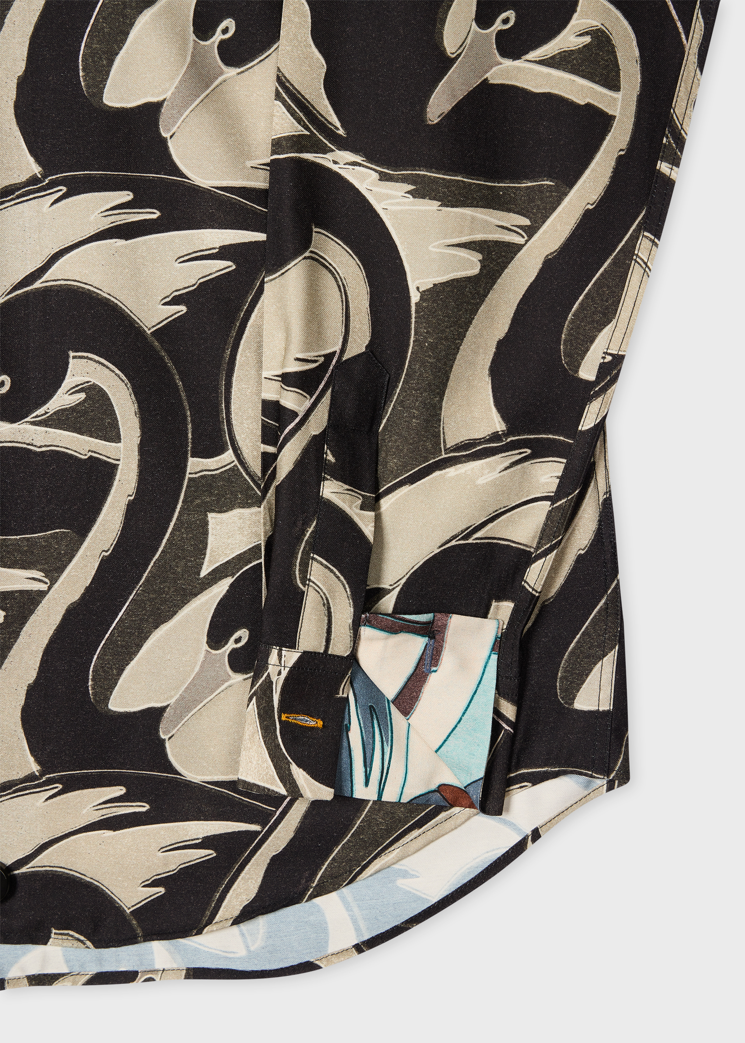 Black 'Swan' Print Viscose-Blend Shirt