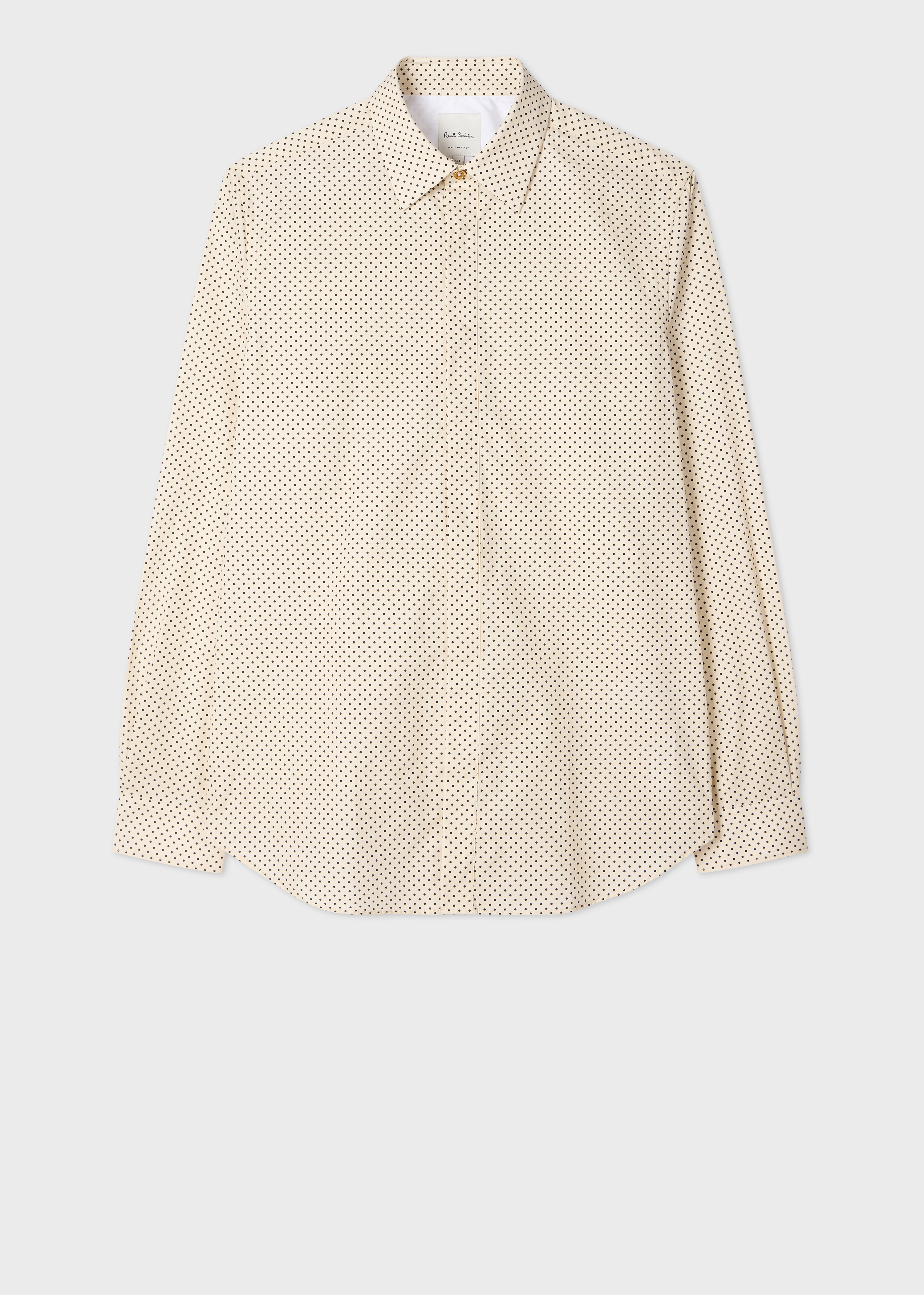 Slim-Fit Ecru Polka Dot Shirt