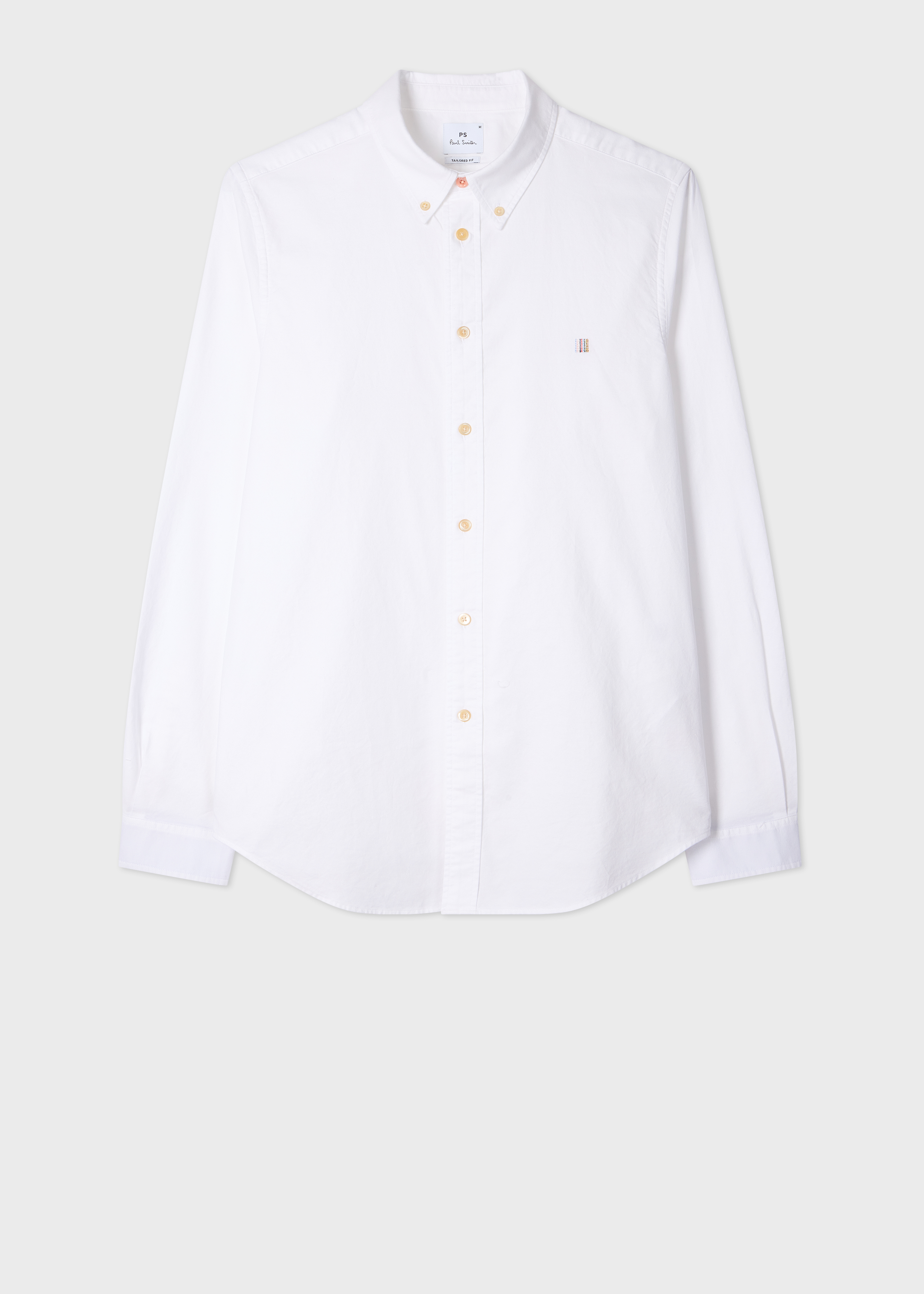 Tailored-Fit White 'Stitch Stripe' Oxford Shirt