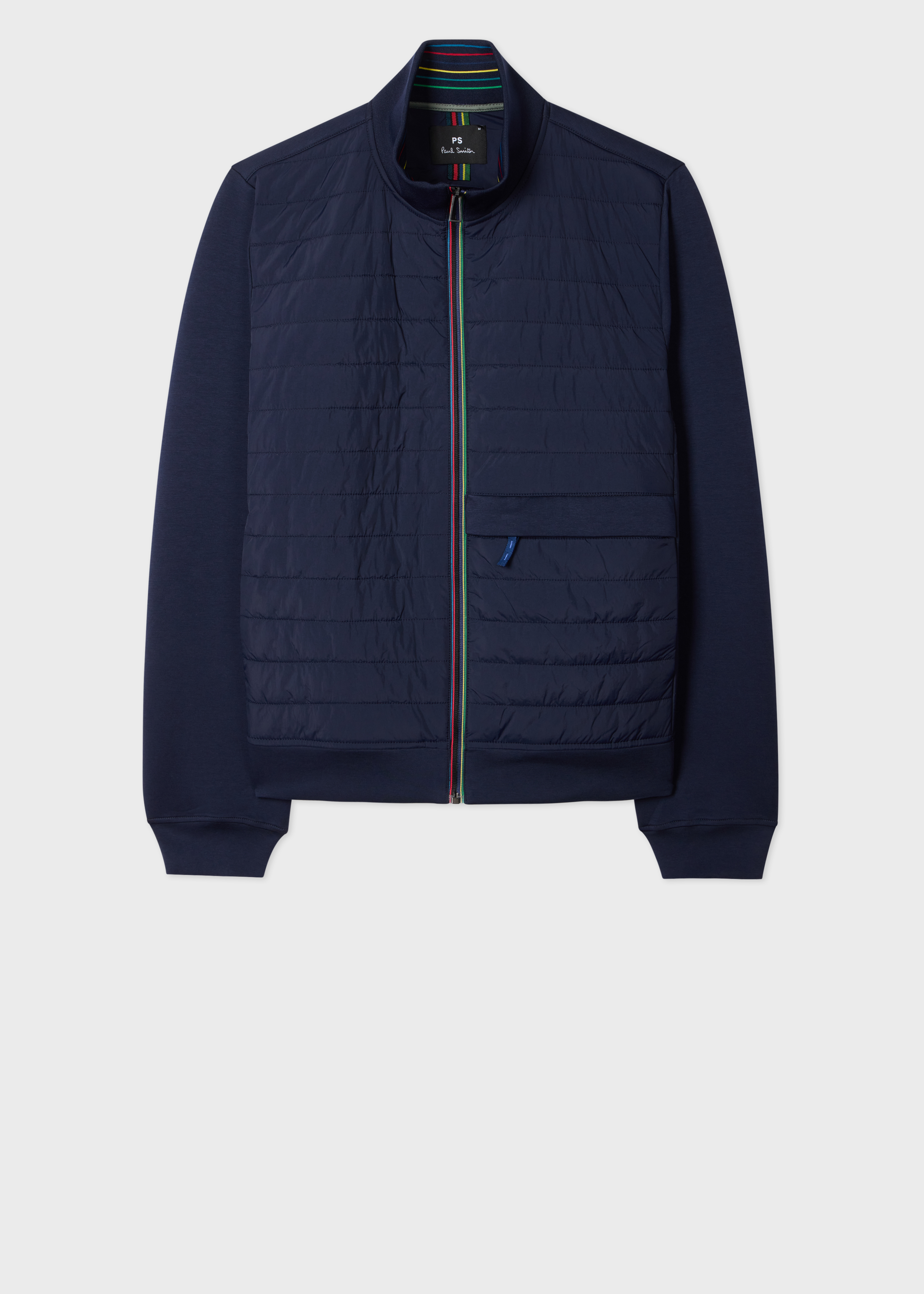 Navy Quilted Mixed Media Jacket
