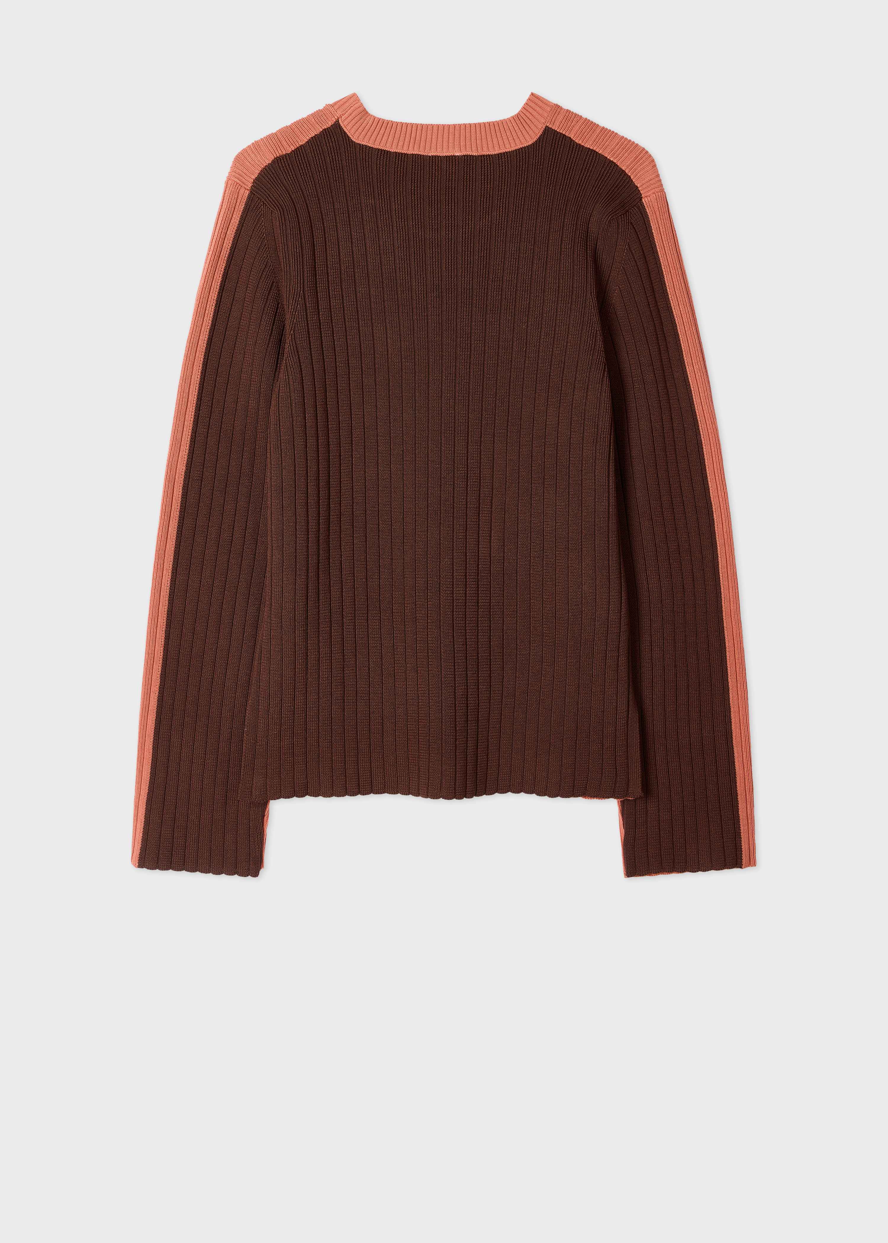 Women's Pink Contrast Back Ribbed Knit Sweater