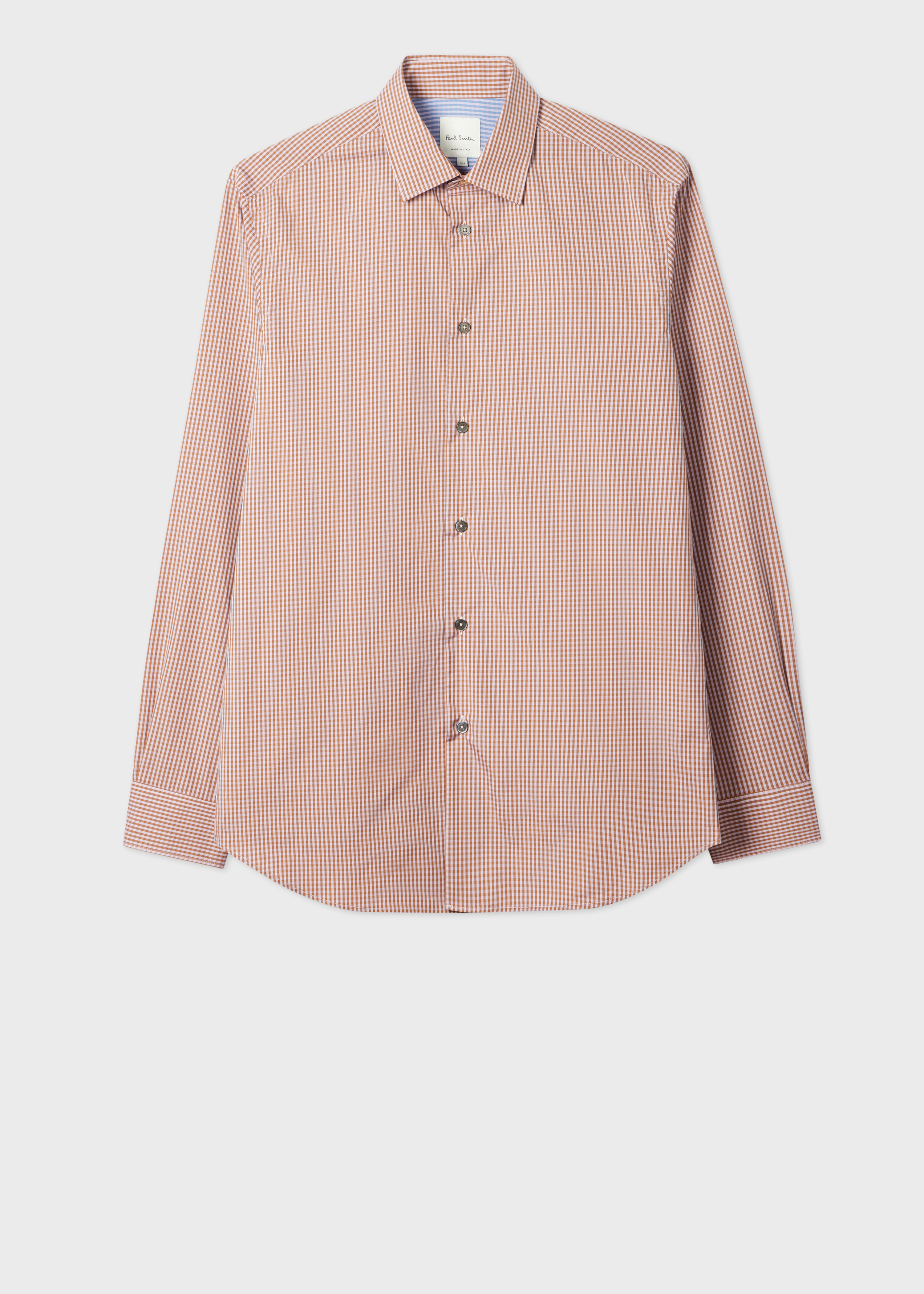 Tailored-Fit Rust Gingham Shirt