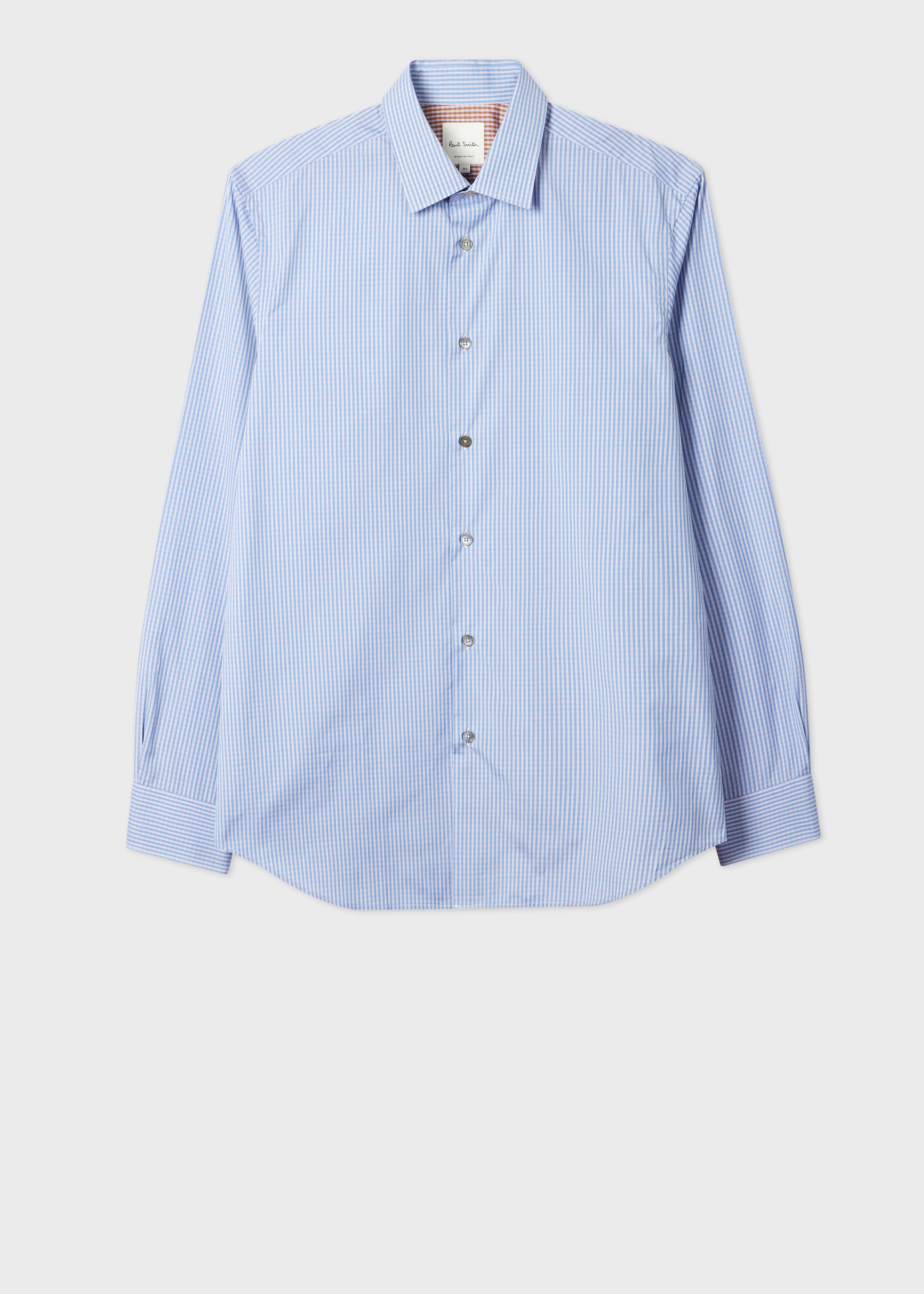 Tailored-Fit Blue and Lilac Gingham Shirt