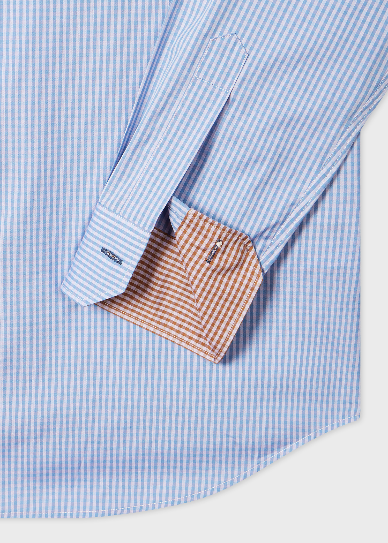 Tailored-Fit Blue and Lilac Gingham Shirt