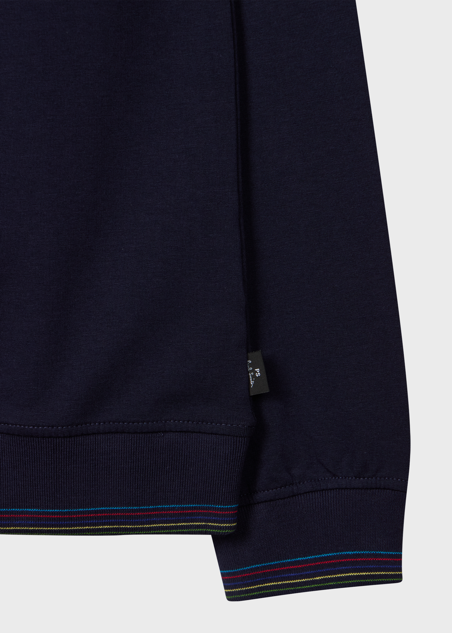 Navy Cotton-Blend 'Sports Stripe' Quarter Zip Sweatshirt