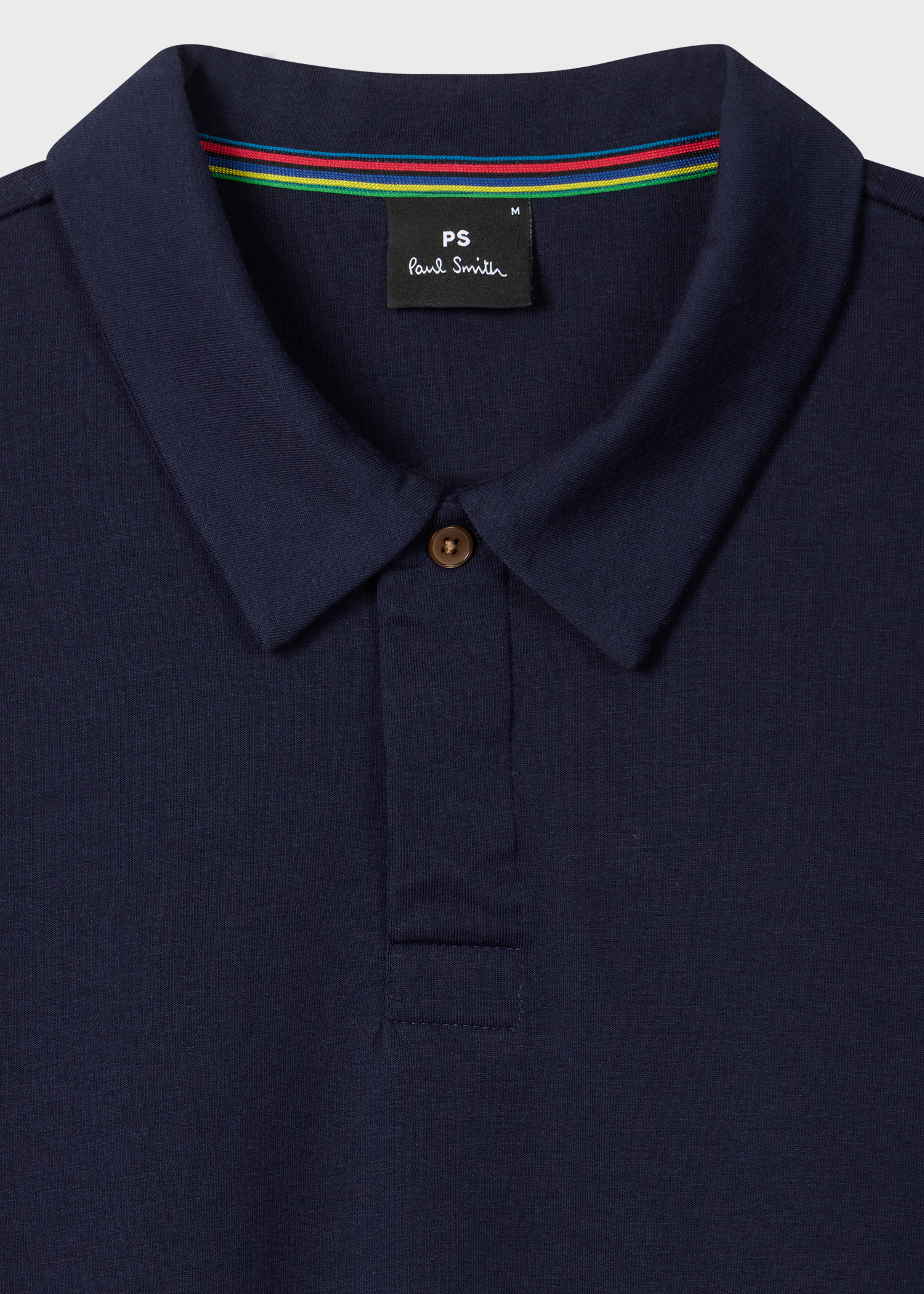Navy Cotton-Modal Long-Sleeve Polo Shirt