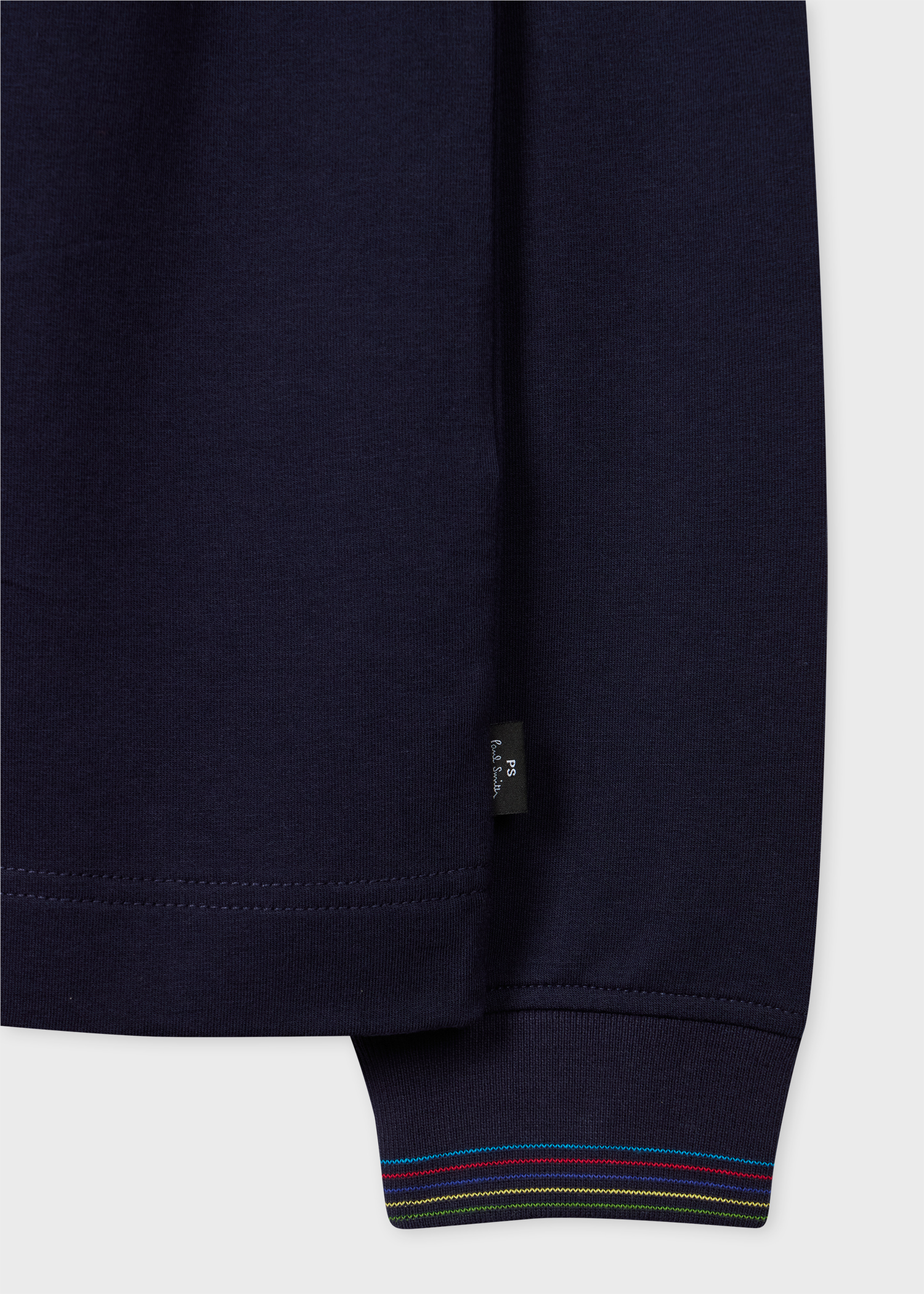 Navy Cotton-Modal Long-Sleeve Polo Shirt