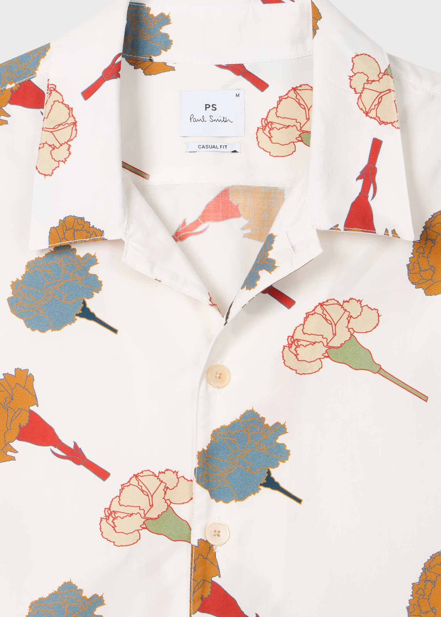 White 'Carnation' Print Short-Sleeve Shirt