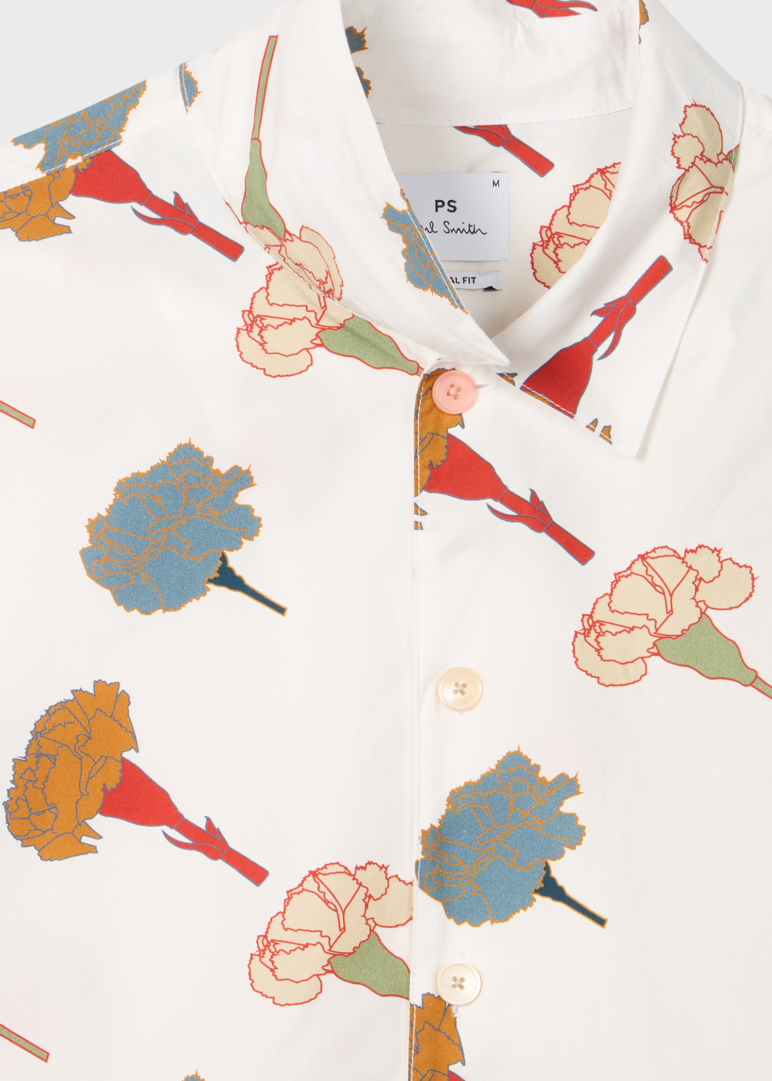 White 'Carnation' Print Short-Sleeve Shirt