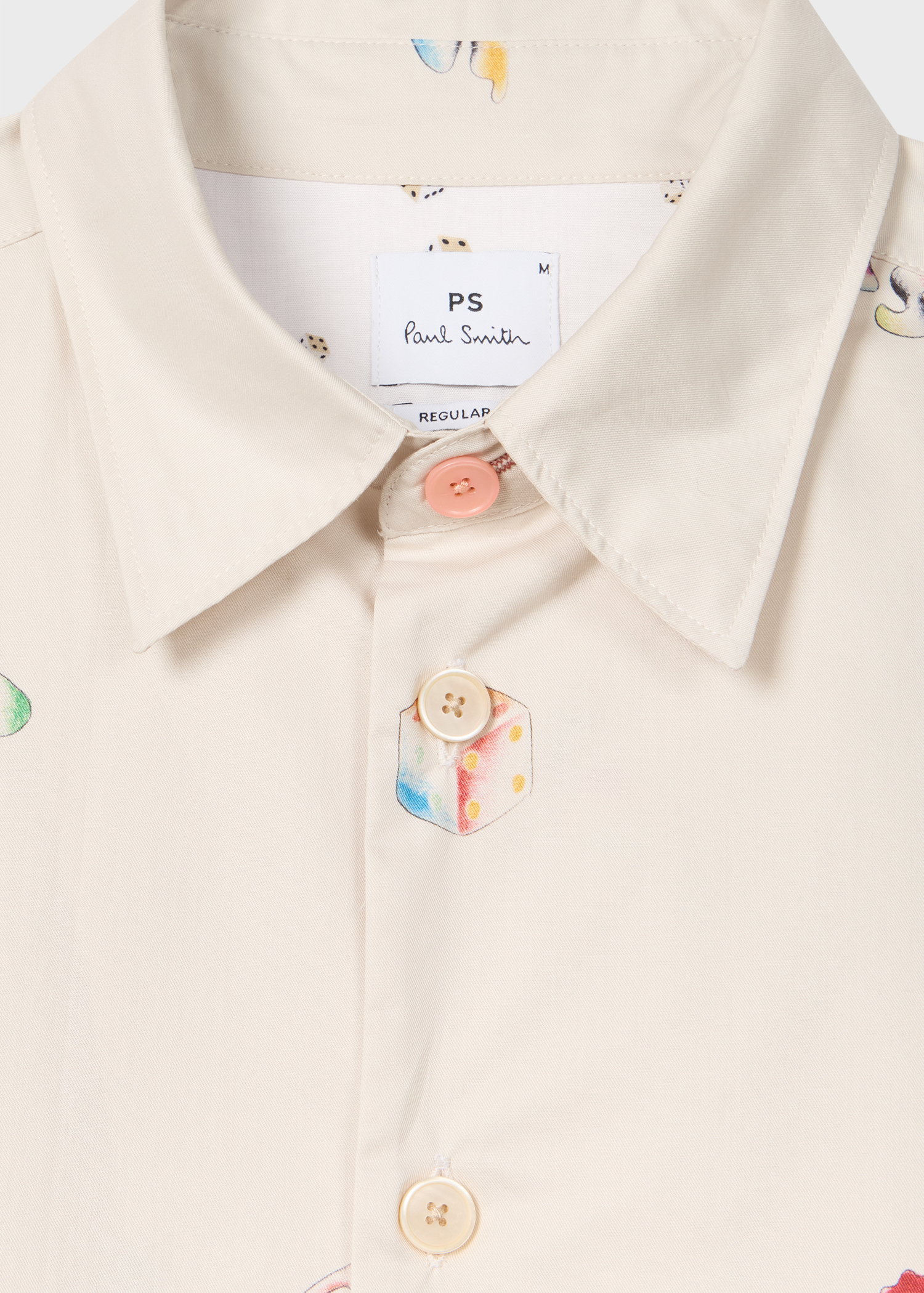Ecru Cotton 'Lucky Charm' Print Shirt