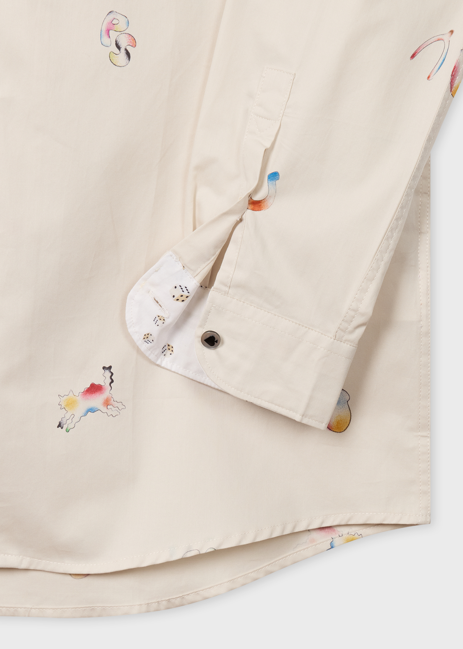 Ecru Cotton 'Lucky Charm' Print Shirt
