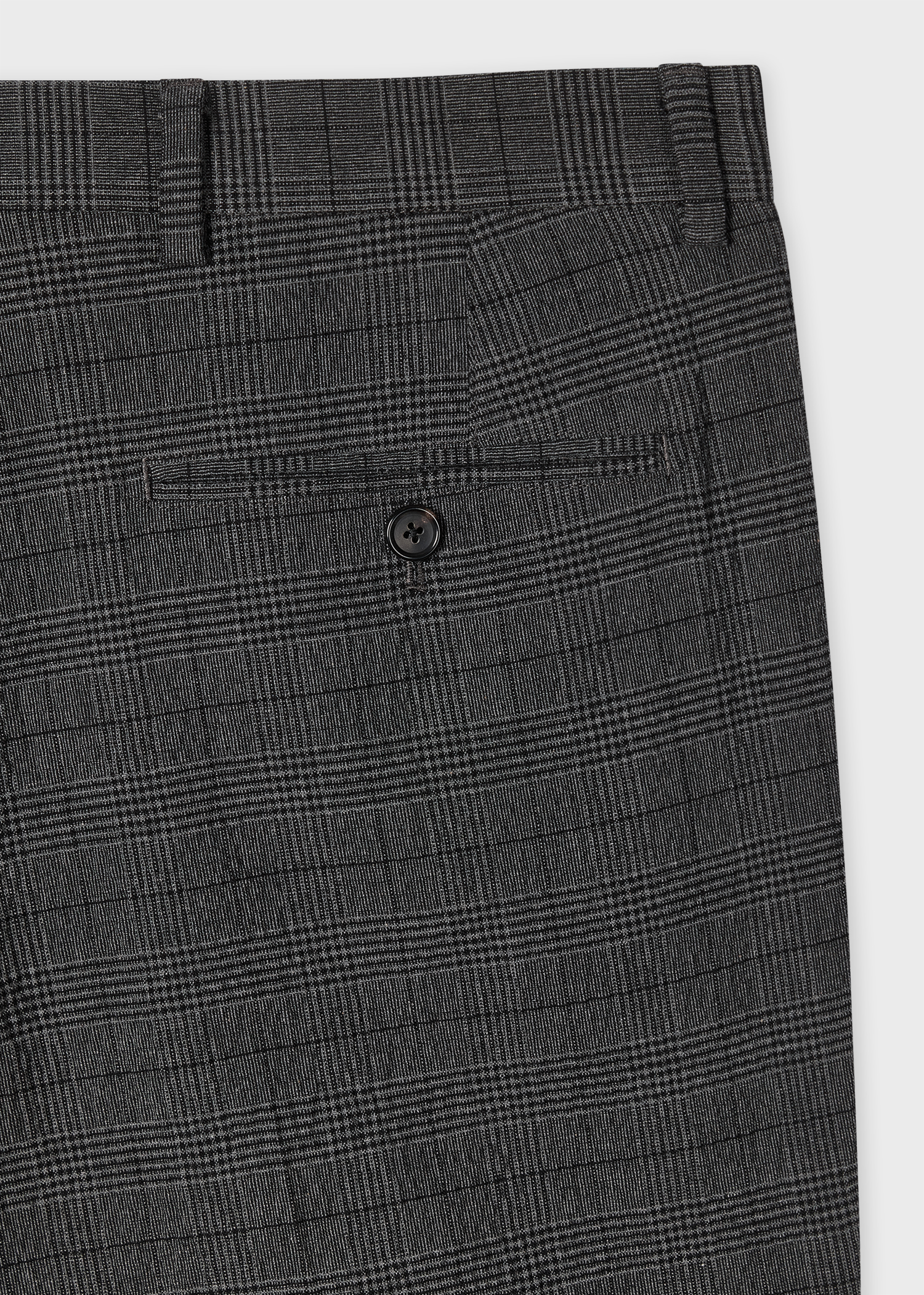 Grey Textured-Cotton Check Pleated Trousers