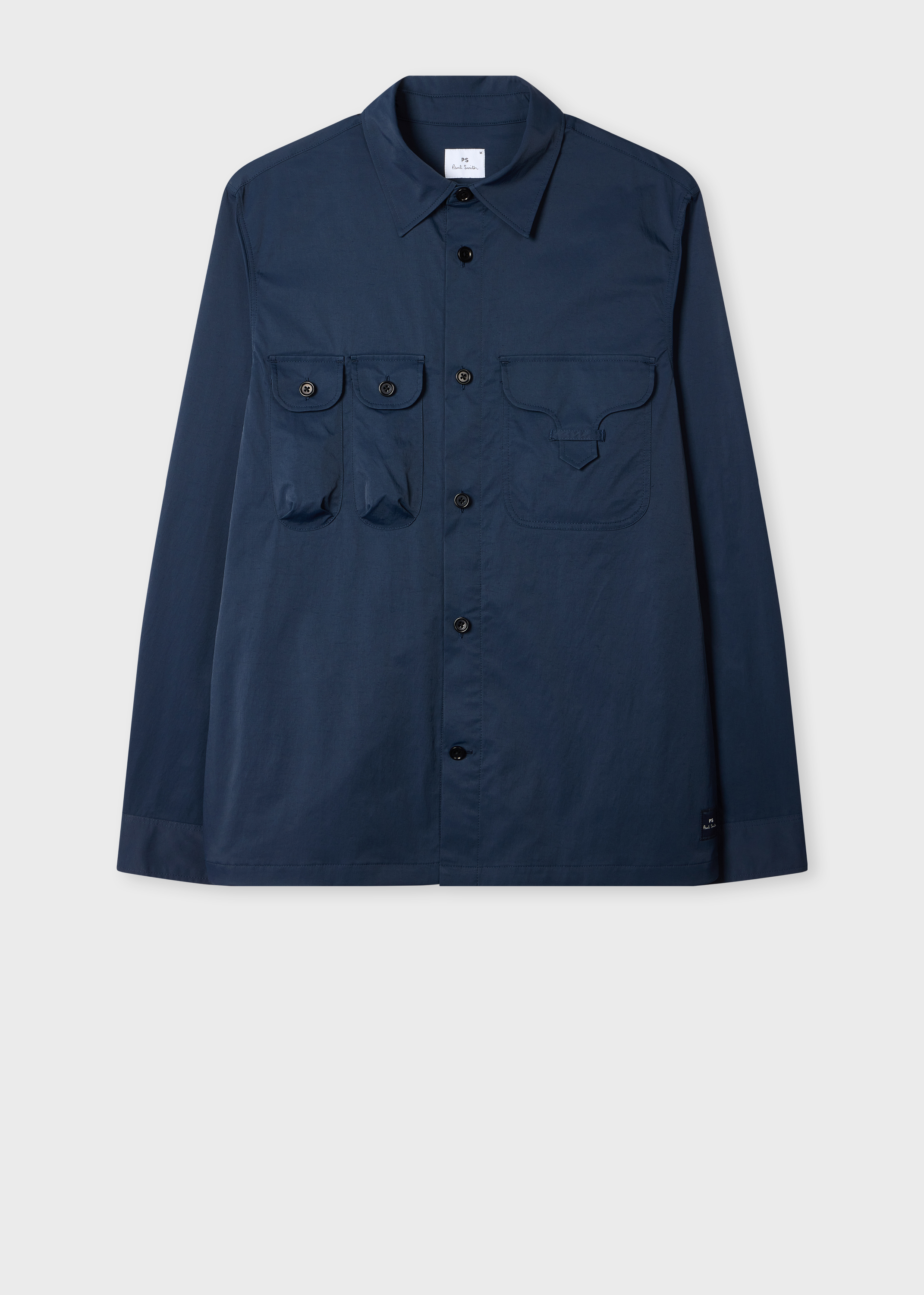 Navy Technical Cotton-Blend Patch-Pocket Overshirt