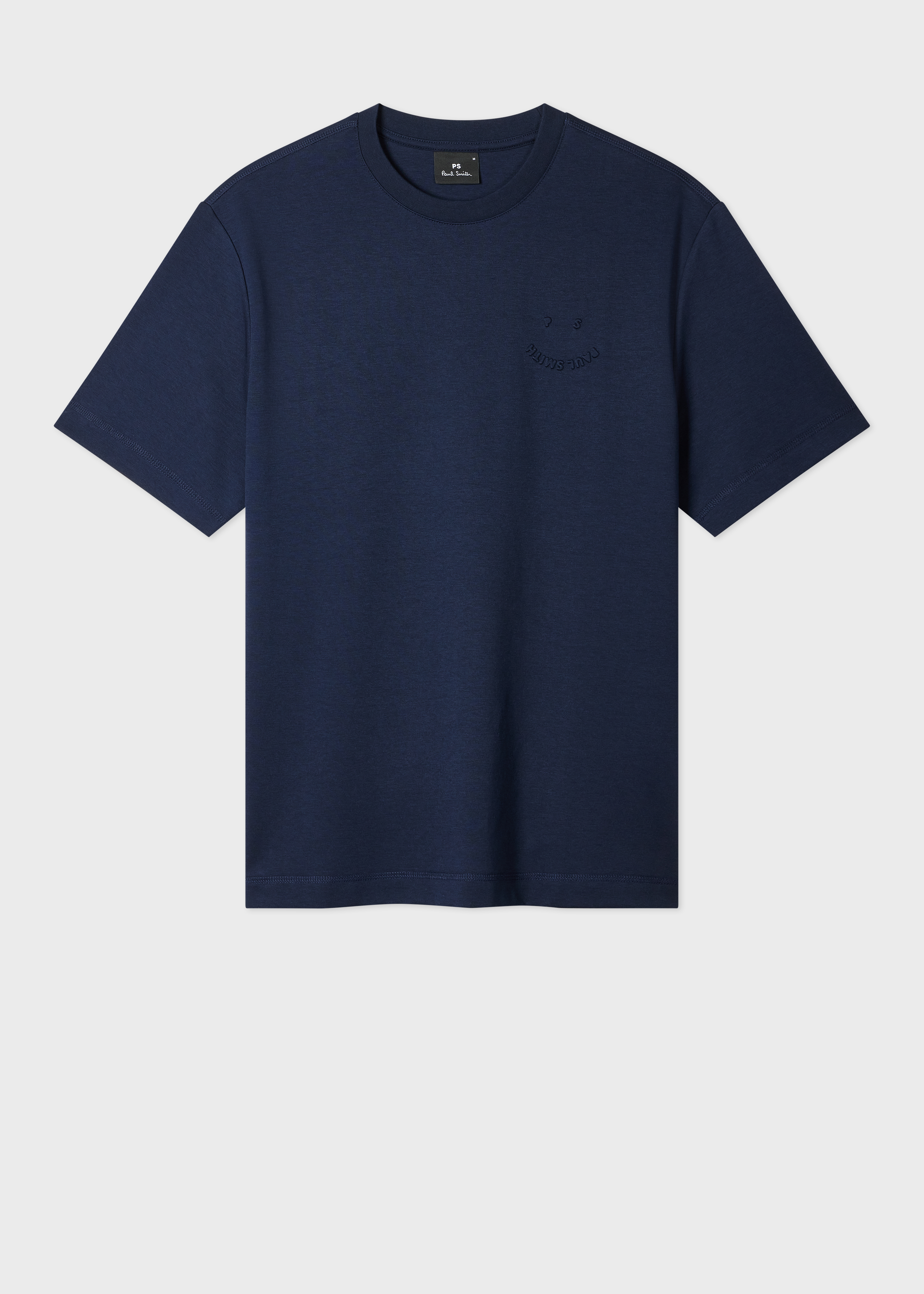 Casual-Fit Navy Embossed 'Happy' T-Shirt