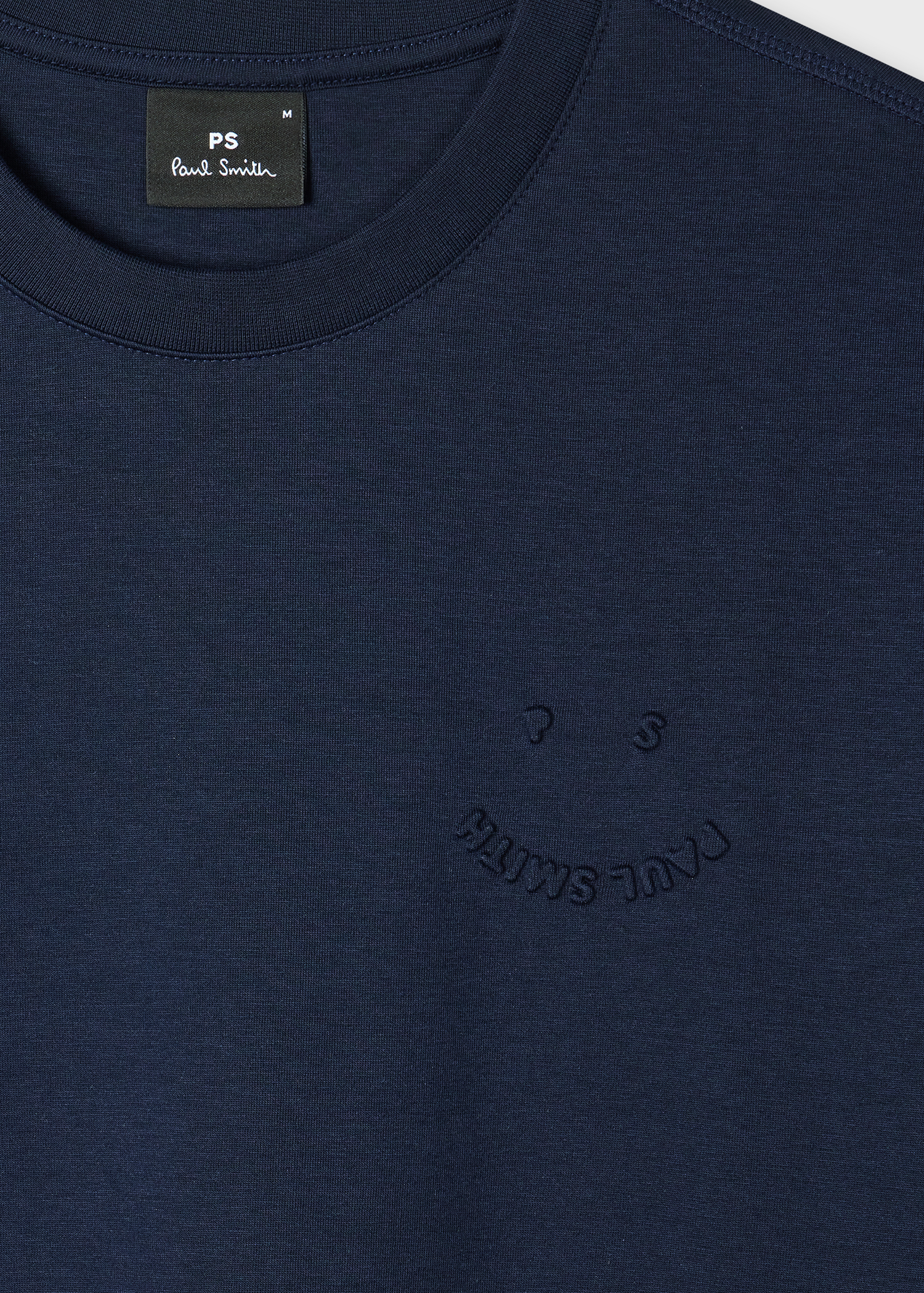 Casual-Fit Navy Embossed 'Happy' T-Shirt