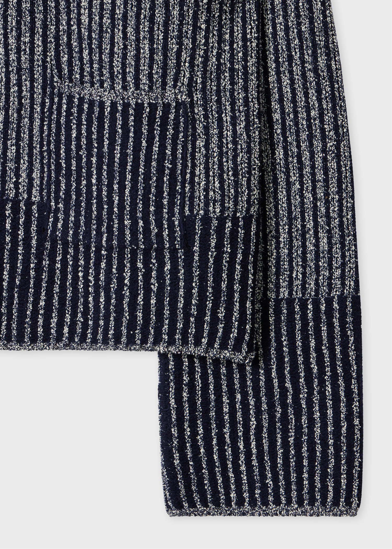 Women's Navy Wool-Blend Ribbed Knit Cardigan
