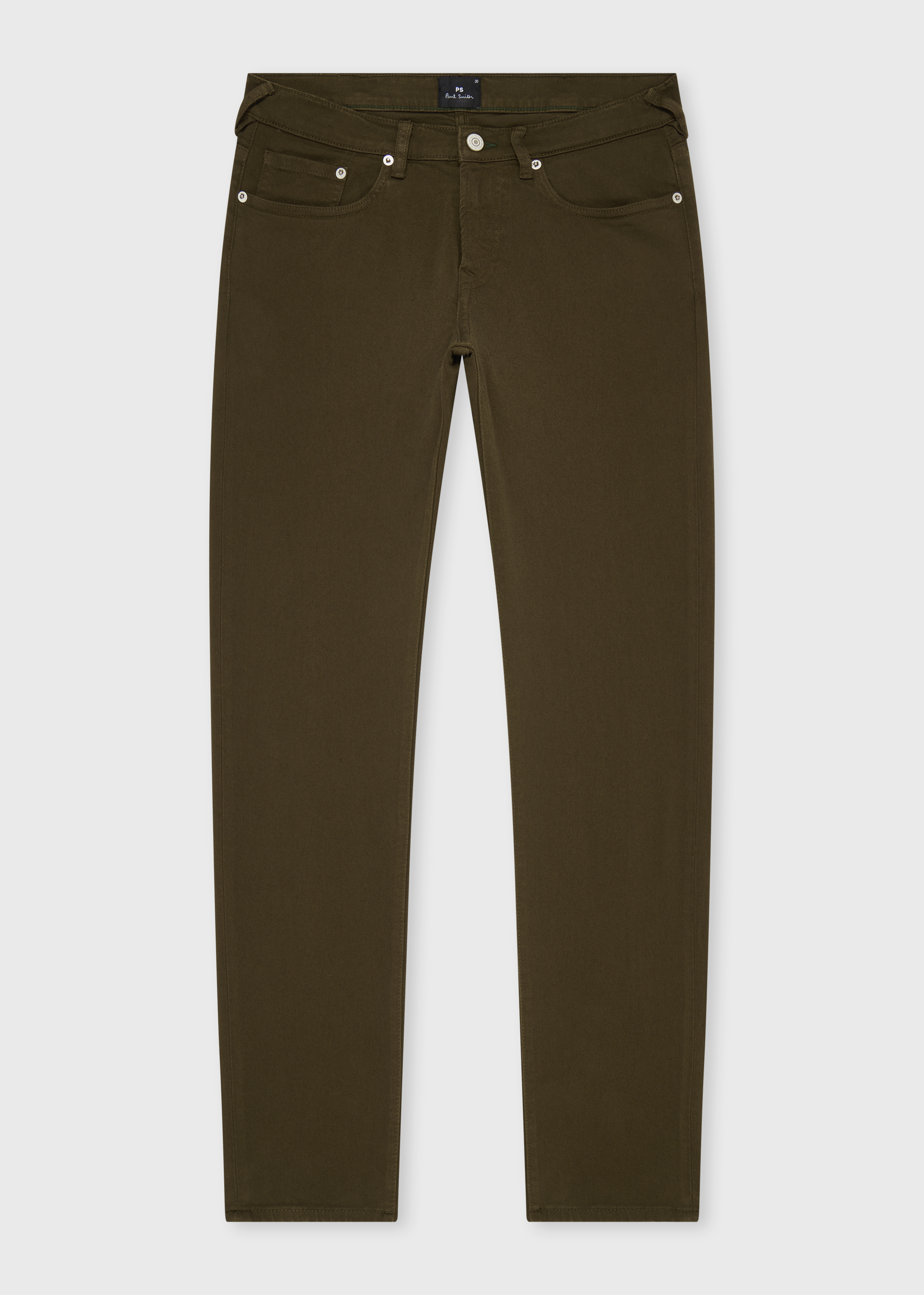 Tapered-Fit Khaki Green Garment-Dyed Organic Cotton-Stretch Jeans