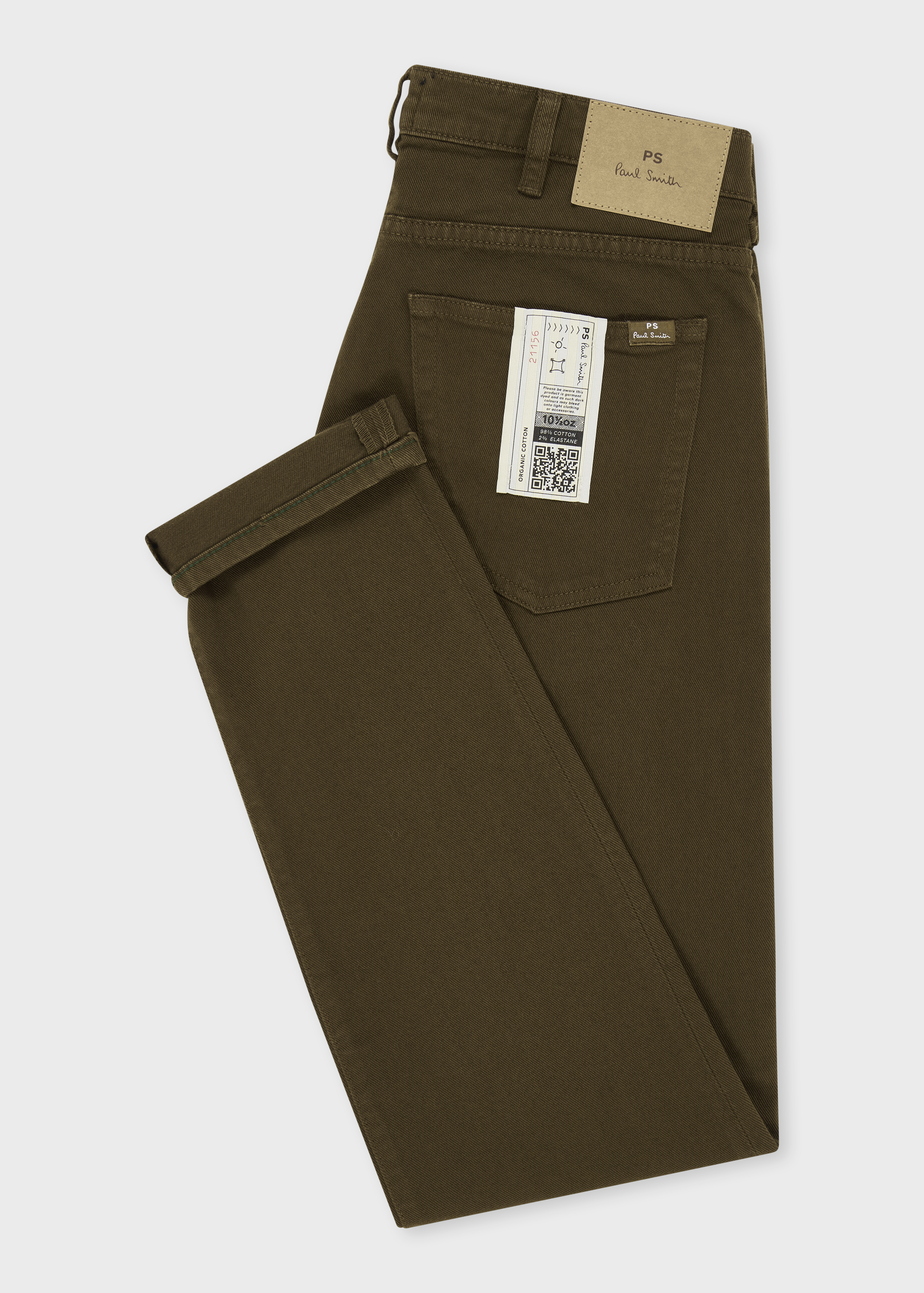 Tapered-Fit Khaki Green Garment-Dyed Organic Cotton-Stretch Jeans