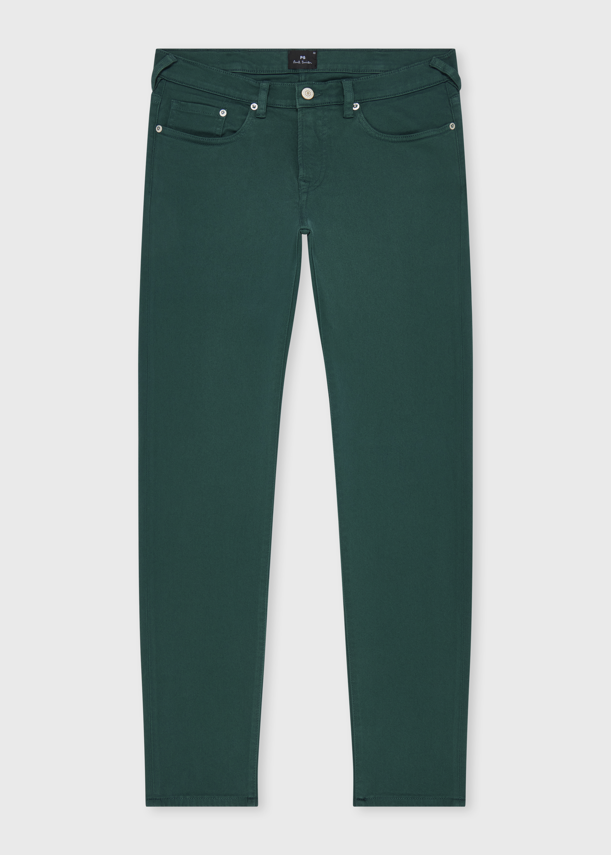 Tapered-Fit Petrol Green Garment-Dyed Organic Cotton-Stretch Jeans