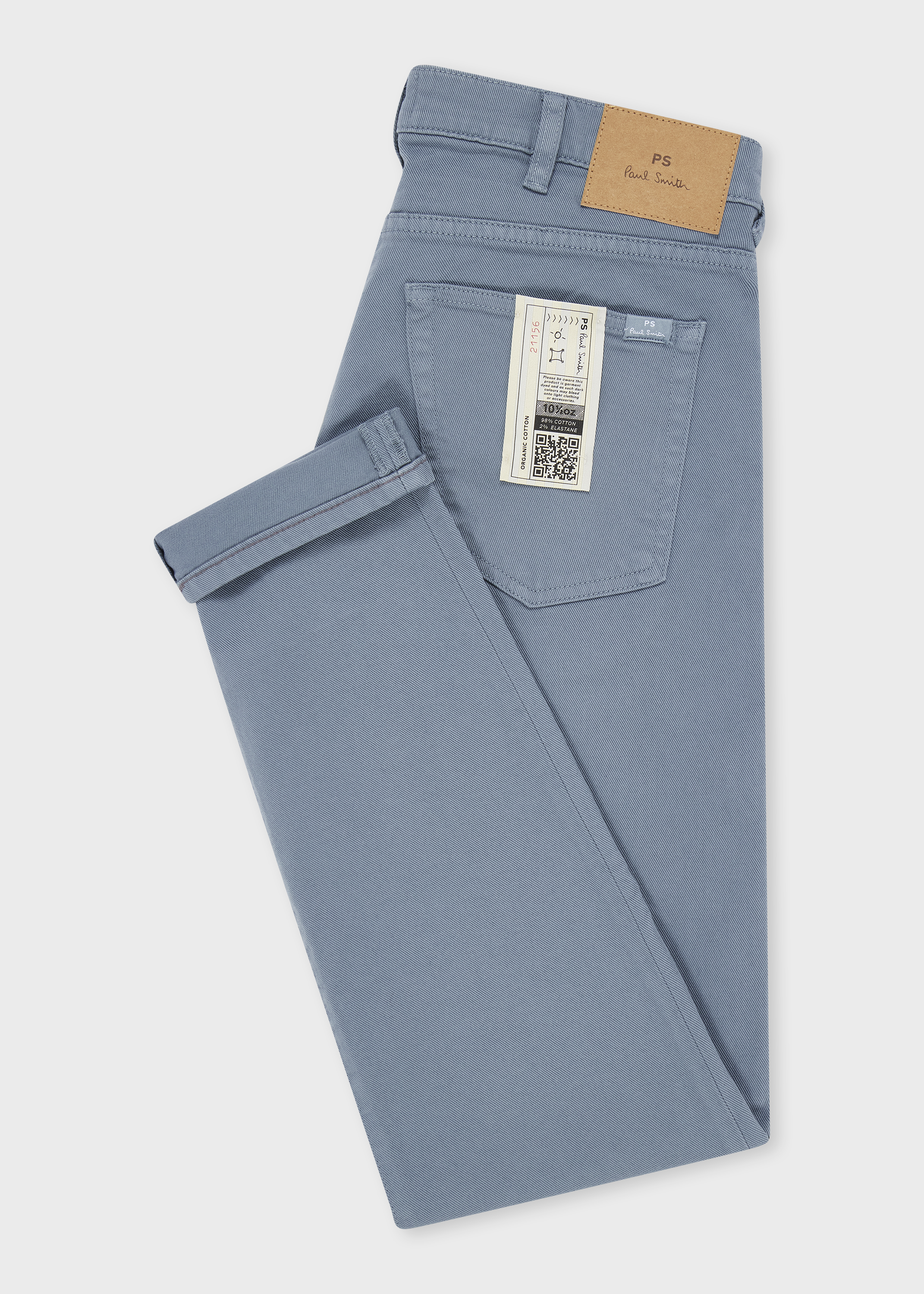 Tapered-Fit Powder Blue Garment-Dyed Organic Cotton-Stretch Jeans