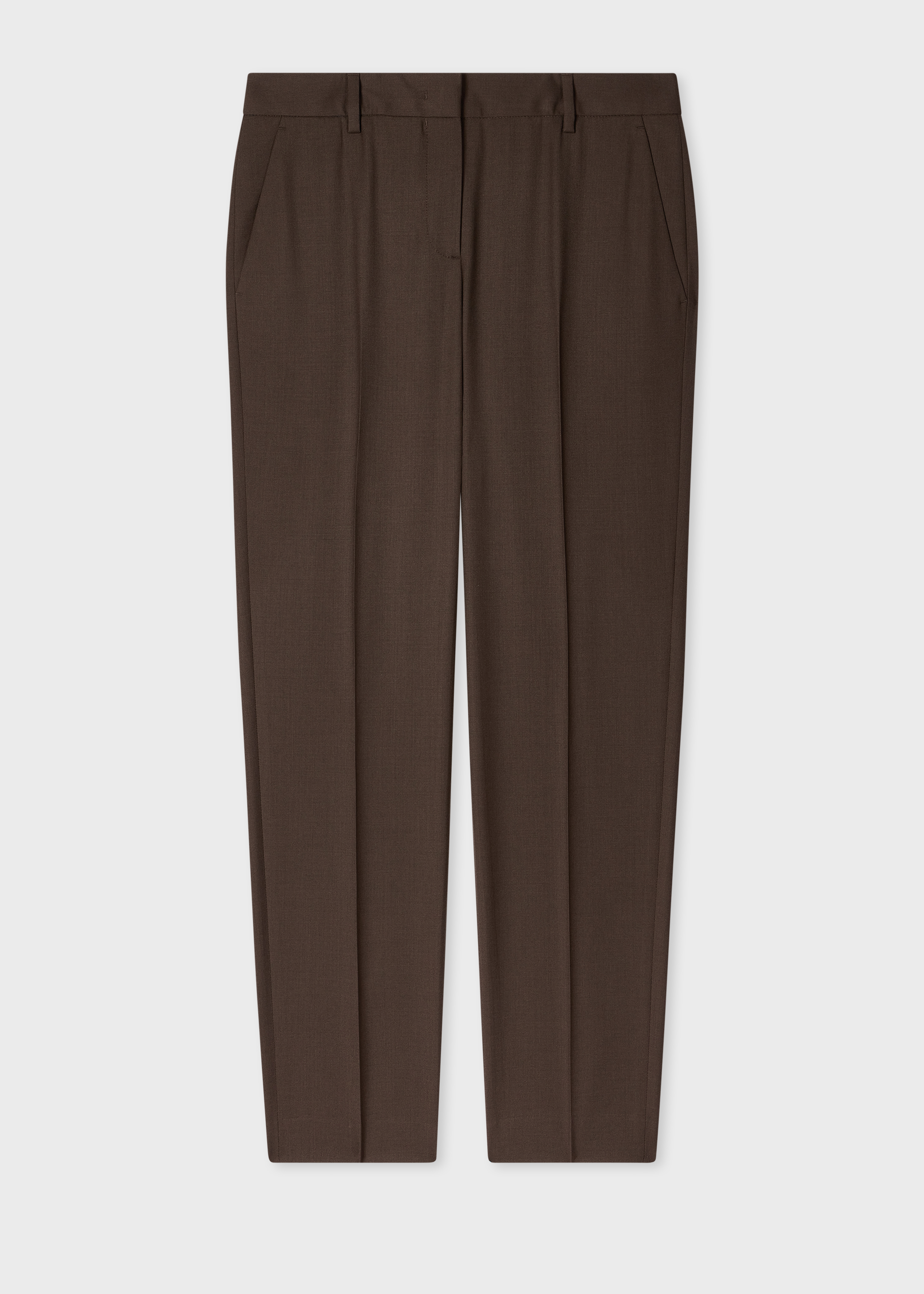 A Suit To Travel In - Women's Brown Slim-Fit Wool Trousers