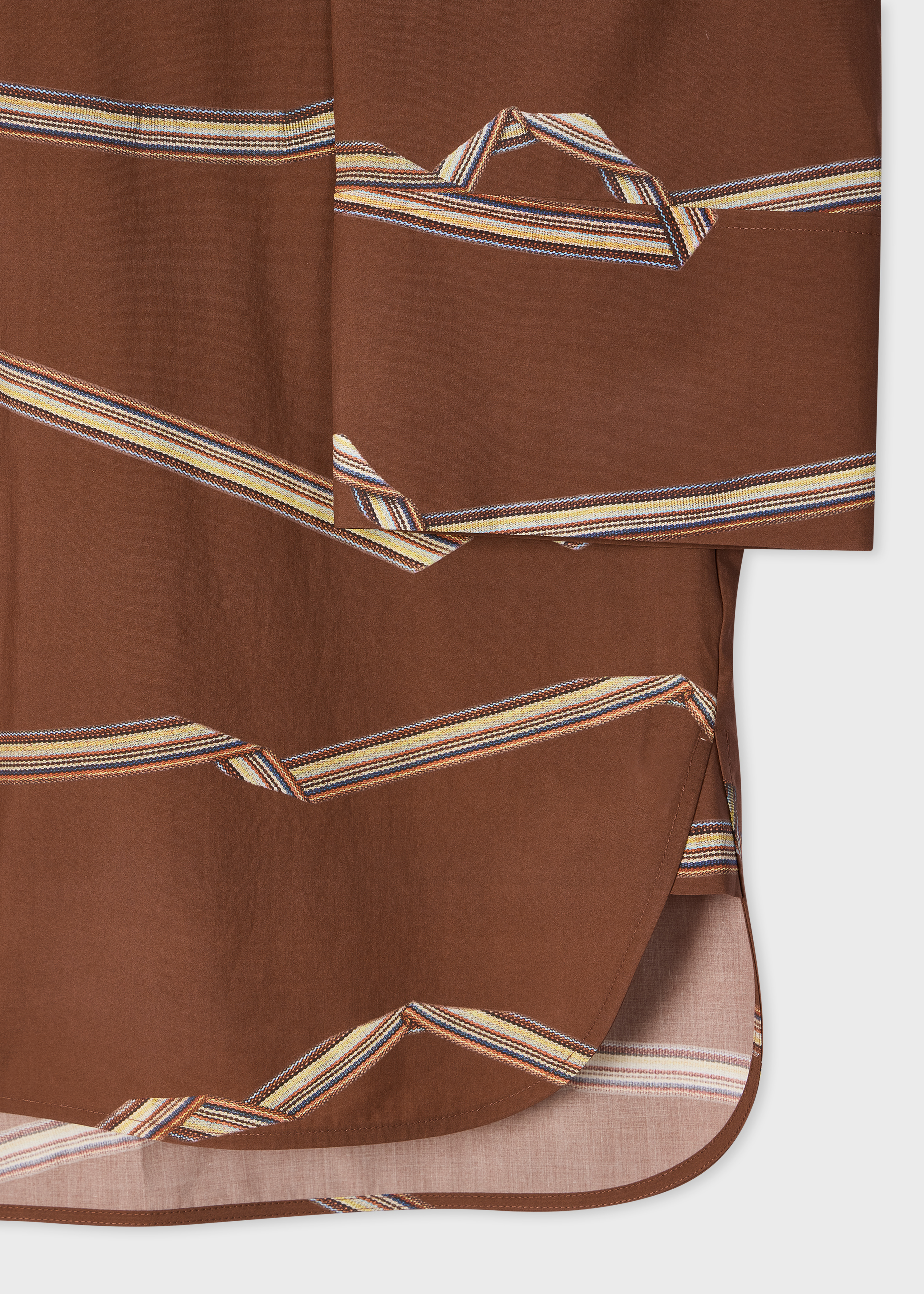 Women's Rust Brown 'Signature Stripe' Ribbon Print Shirt