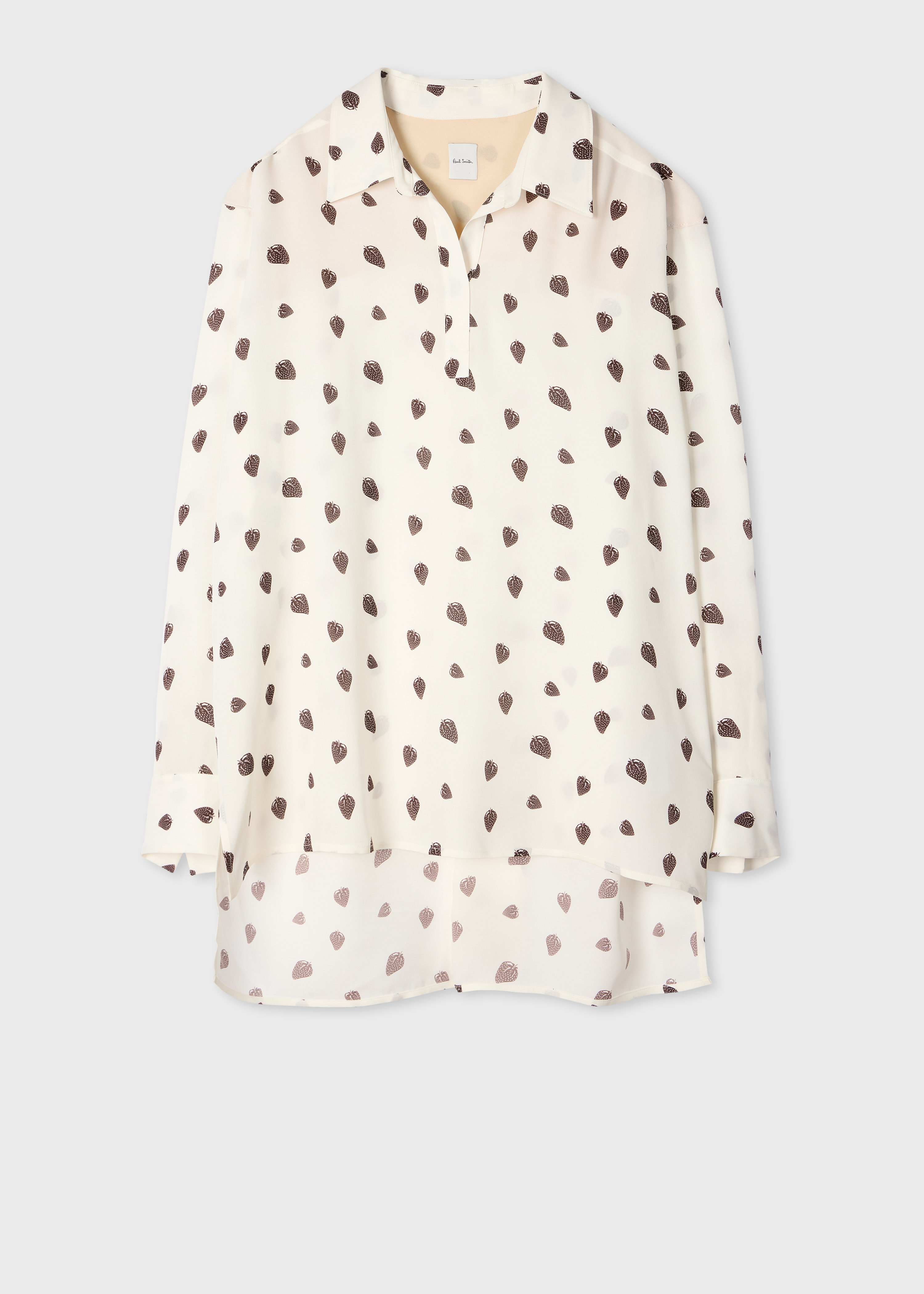 Women's Cream 'Strawberry' Silk-Blend Dropped Hem Shirt